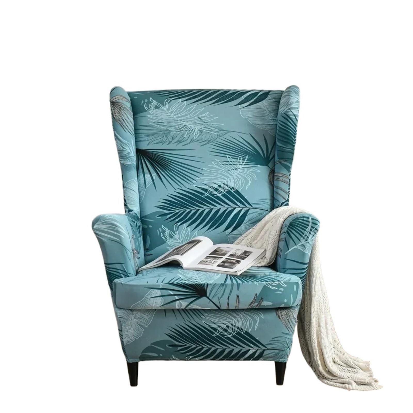 GCYEIDMA Wing Chair Slipcover Flower Wing Chair Cover Stretch Armchair Covers Removable Relax Sofa Slipcovers(Style-1)