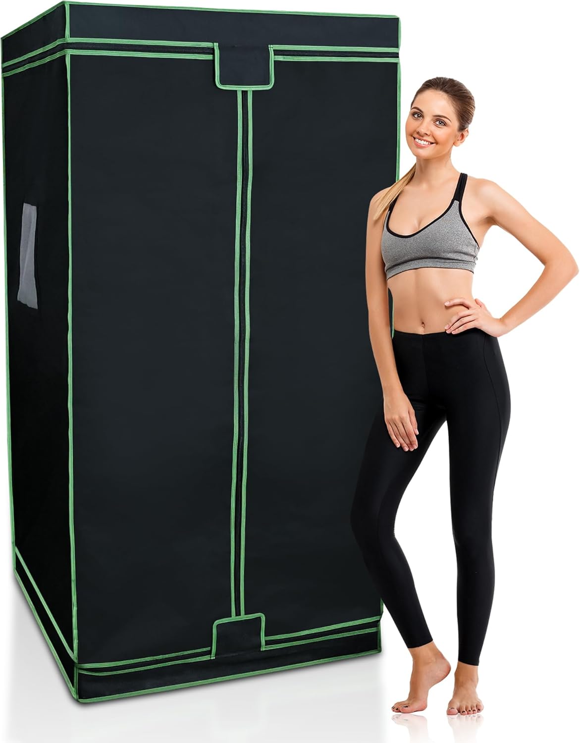 UTK Far Infrared Sauna, Full Size Portable Sauna with Natural Jade for Home Spa, One Person Infrared Sauna with Tourmaline Heating Foot Pad and Portable Sauna Chair for Relaxation Detox (104℉-141℉)