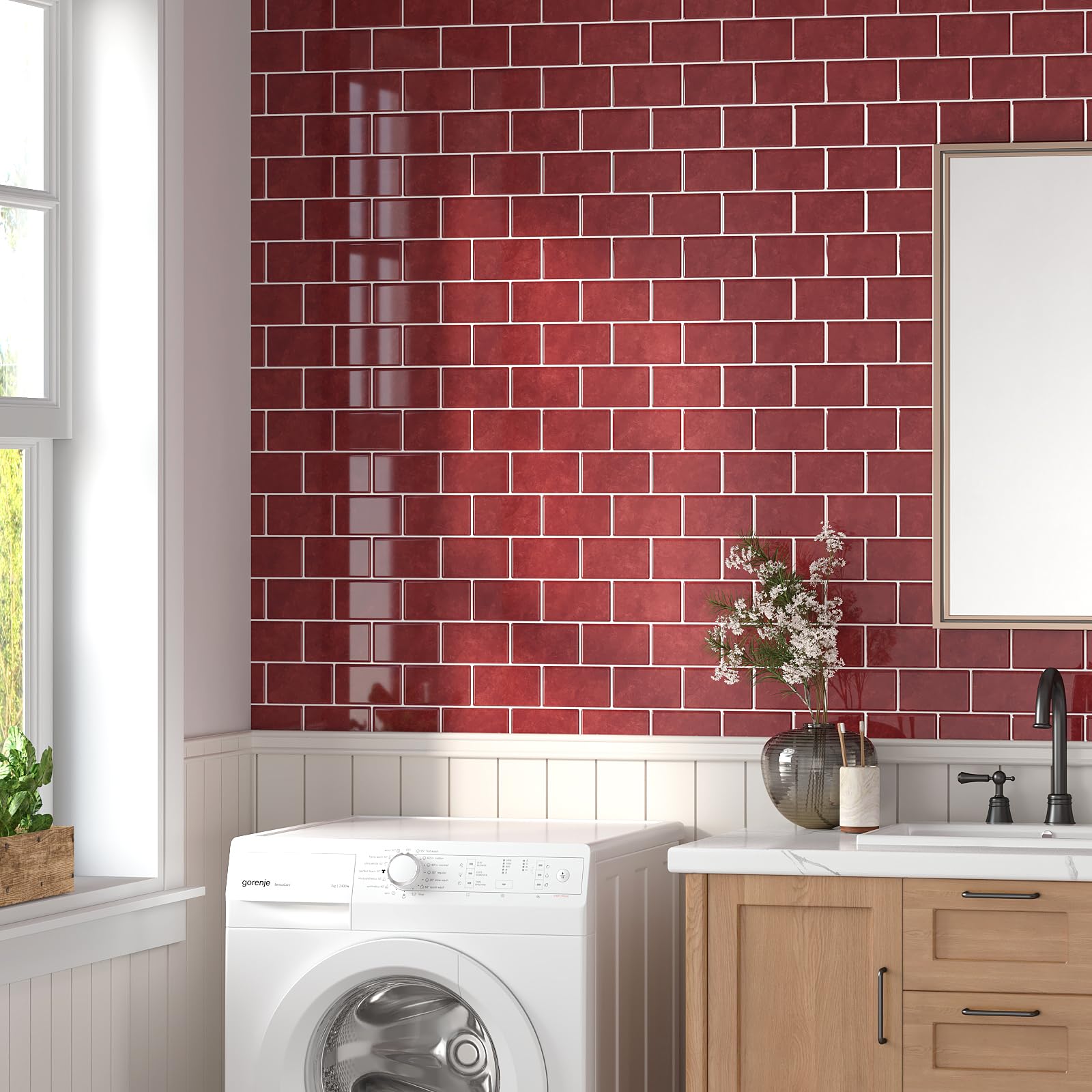 VEELIKE Klebefliesen Rosa Fischschuppen - Selbstklebende Wandfliesen 30,5x30,5cm Für Küche & Bad