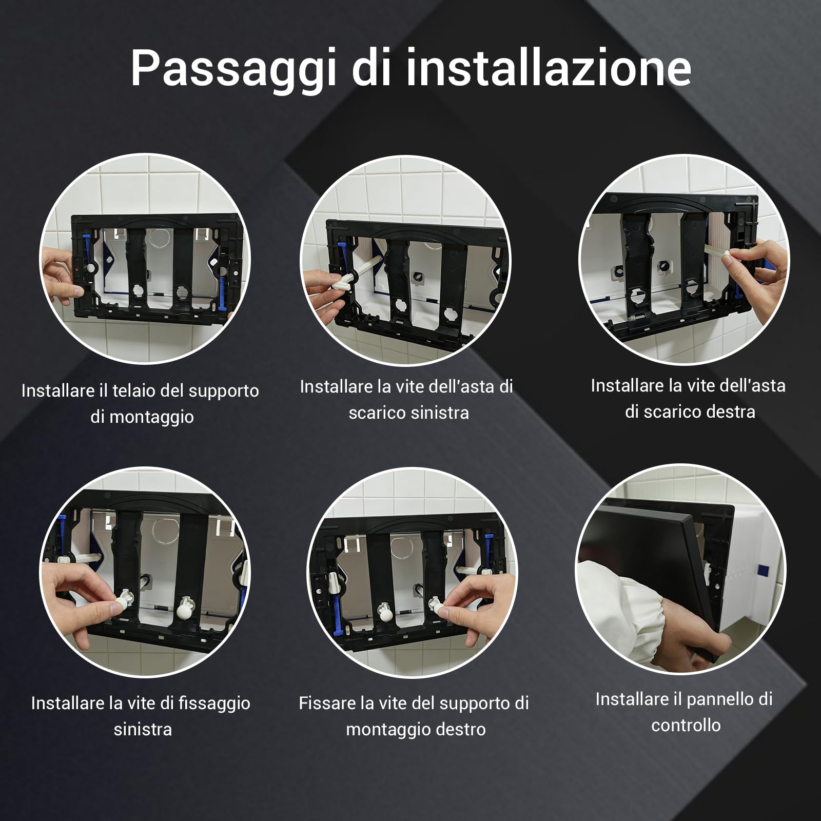 Placca di comando per WC sospeso, piastra di azionamento, piastra a pulsanti, compatibile con Geberit Sigma 01, UP300 e UP320, funzione di doppio scarico | lucido (Cromato con cerchio argentato)