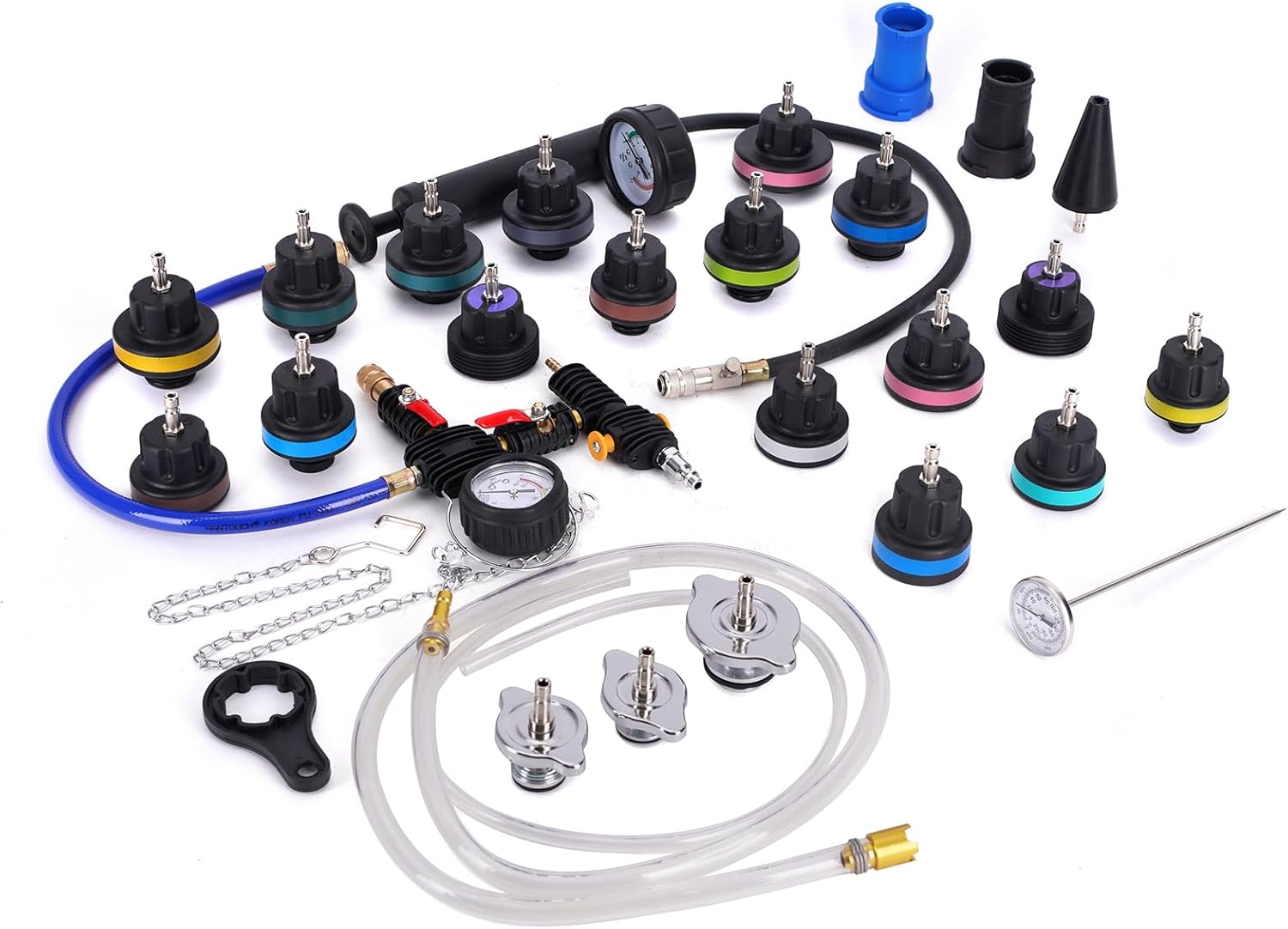 MPLUS 28pcs Radiator Pressure Tester Vacuum Cooling System Kit Coolant Vacuum Refill