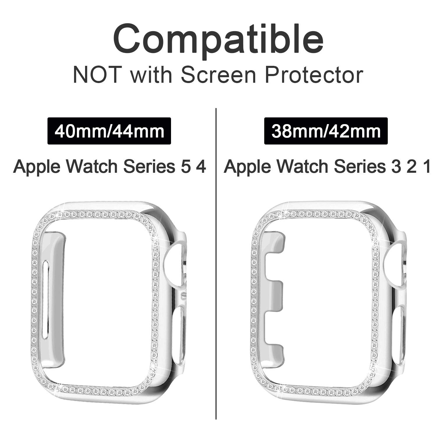Yolovie Compatible for Apple Watch Case 38mm iWatch Cover with Bling Crystal Diamonds Shiny Rhinestone Bumper - Image 2