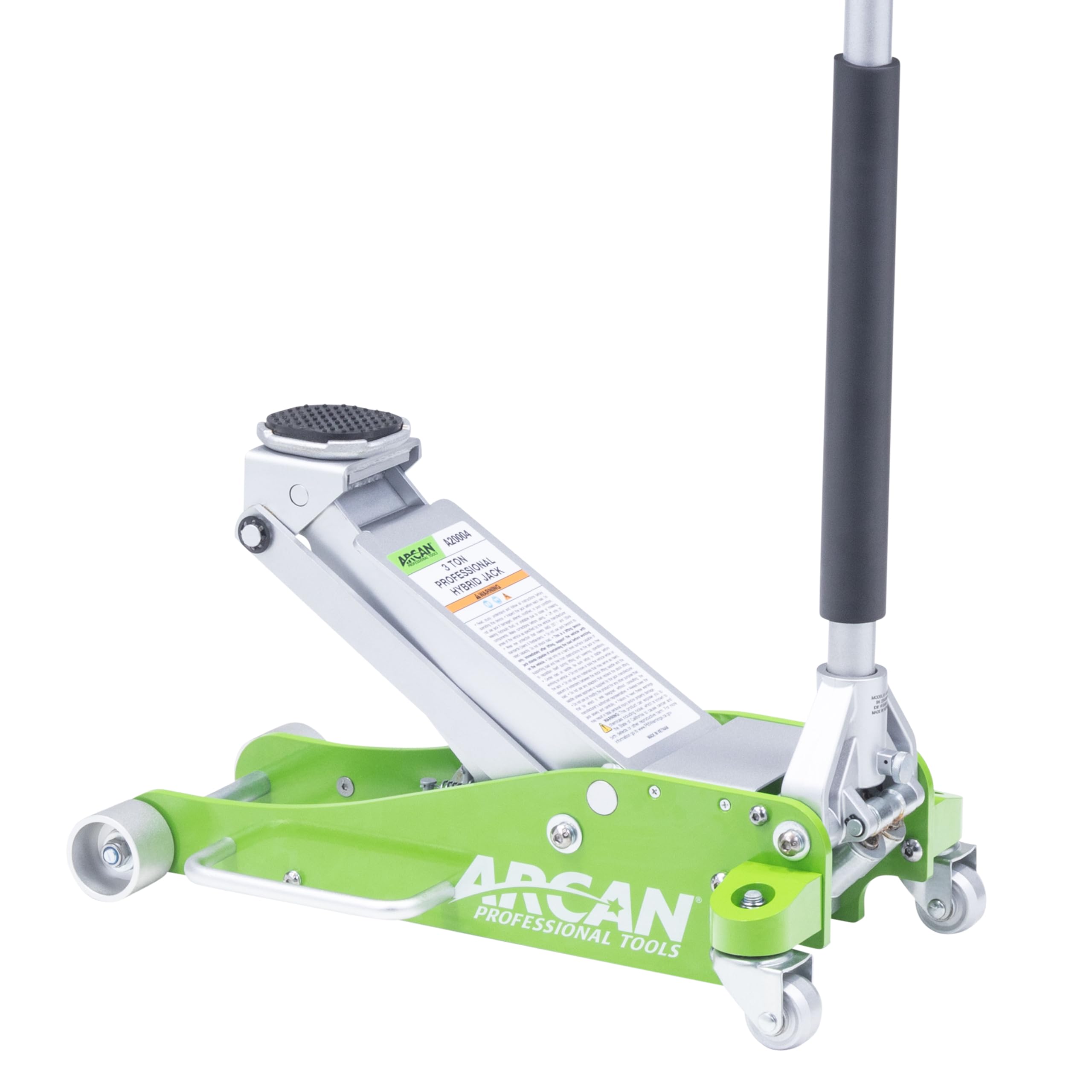 ARCAN Tools 3 Ton (6,000 lbs.) Hybrid Heavy Duty Aluminum and Steel Low Profile Floor Jack with Dual Pistons Reinforced Lifting Arm (A20001)