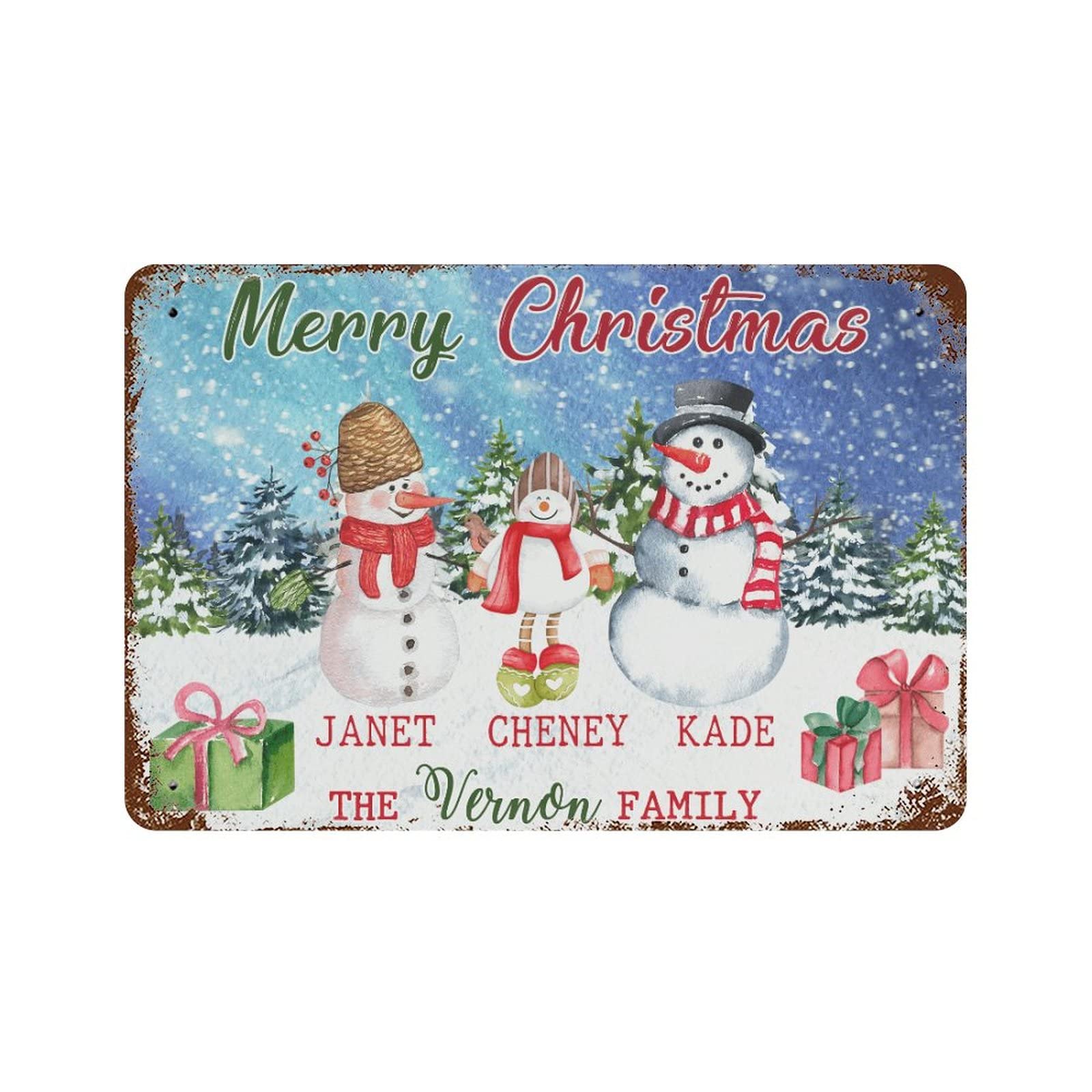 Panneau aluminium de Noël avec bonhomme de neige déco WC