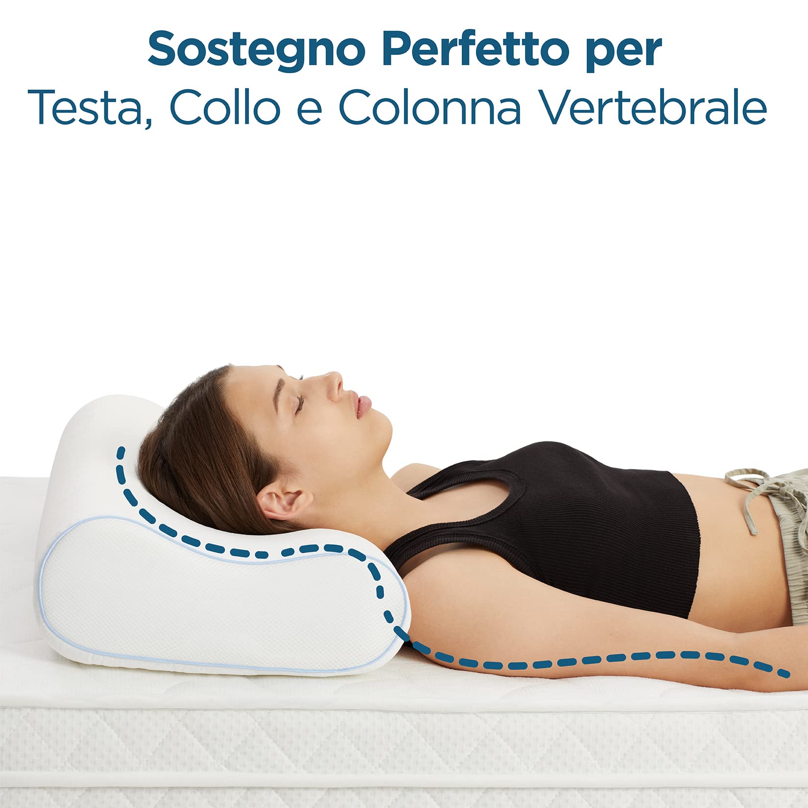 Cuscino Cervicale Regolabile Per Dormire Di Lato – Con Foro Per Orecchio – Memory Foam Certificato E Federa In Bambù