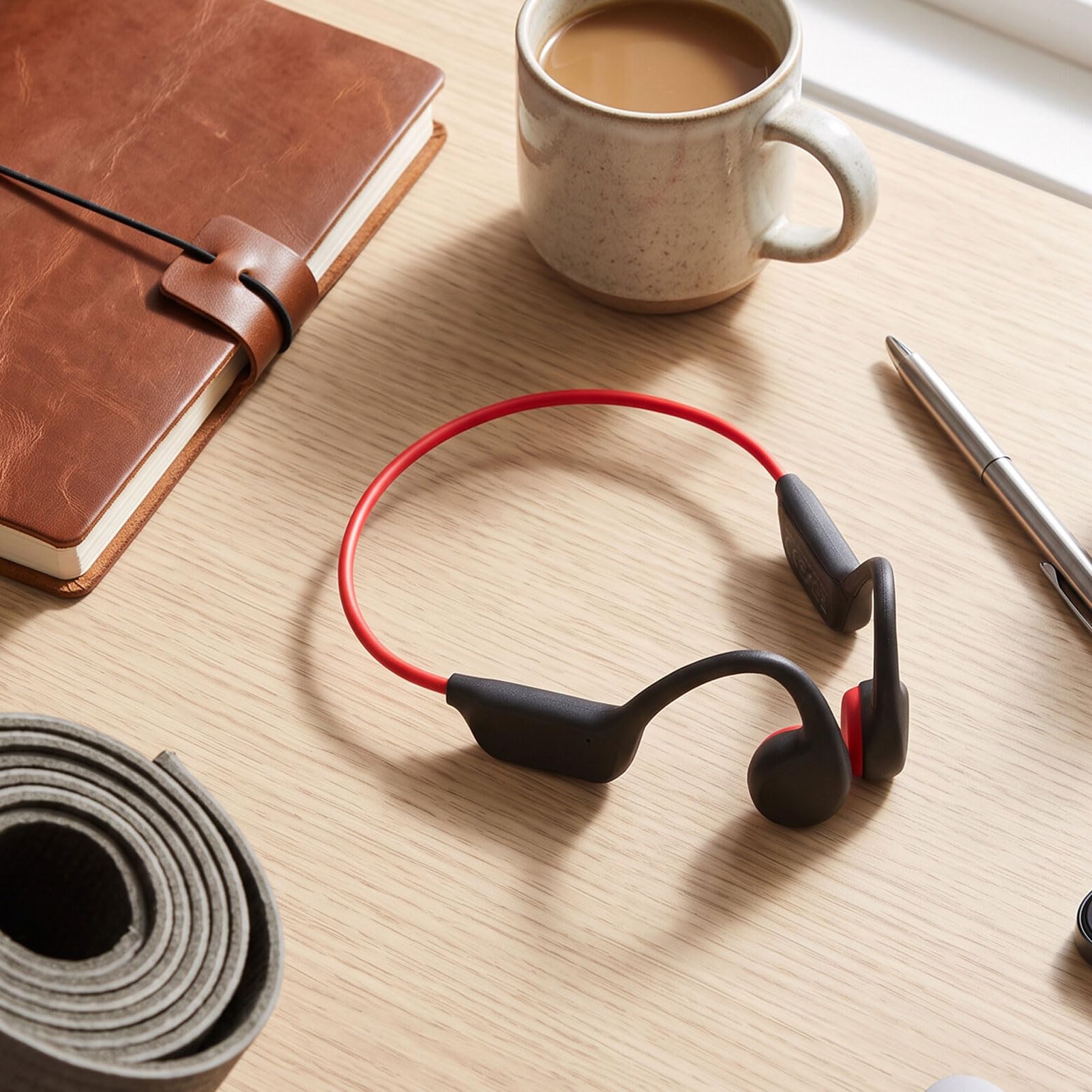 Auriculares Abiertos de Conducción ósea con IPX8 (Negro Rojo)