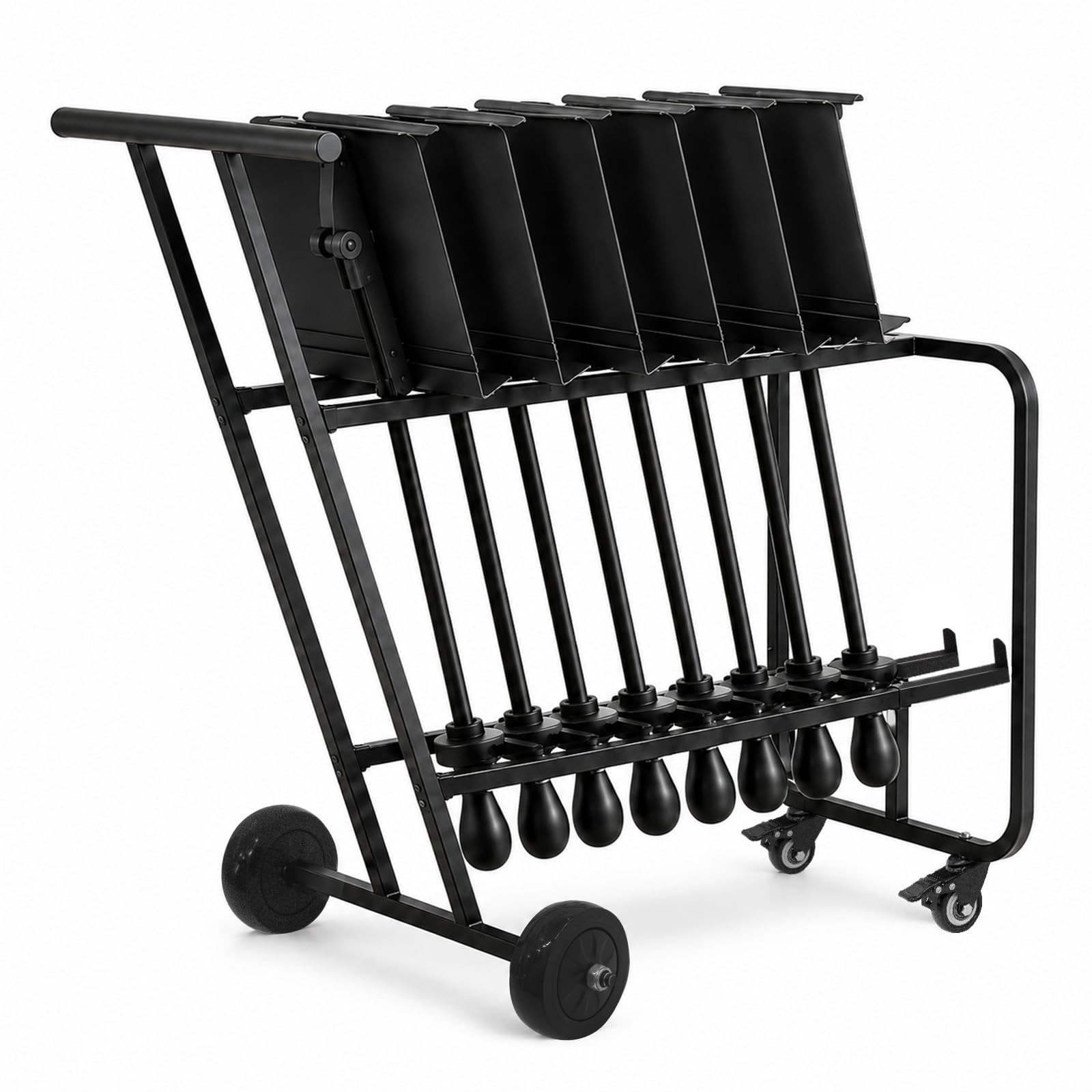 Music Stand Storage Cart with Wheels, Holds Up to 12 Sheet Music Stands, Portable Metal Music Stand Rack Dolly with Locking Caster for Classrooms, Churches and Rehearsal Rooms
