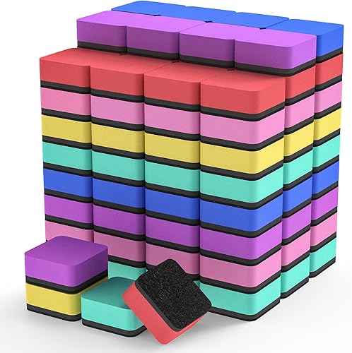 Miniatura 20 de MaxGear Paquete de 24 borradores de borrado en seco, borradores magnéticos de pizarra blanca para aula, mini almohadillas de limpieza de pizarra