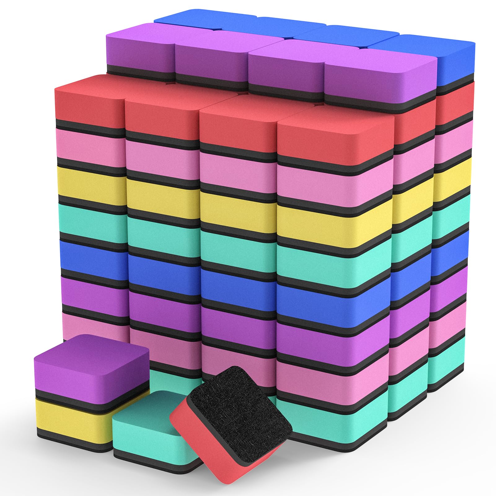 MaxGear Magnetic Dry Erase Erasers, 108 Pack Mini Whiteboard and Chalkboard Erasers with Strong Cleaning Power, Small 2 x 2 Inch Whiteboard Cleaning