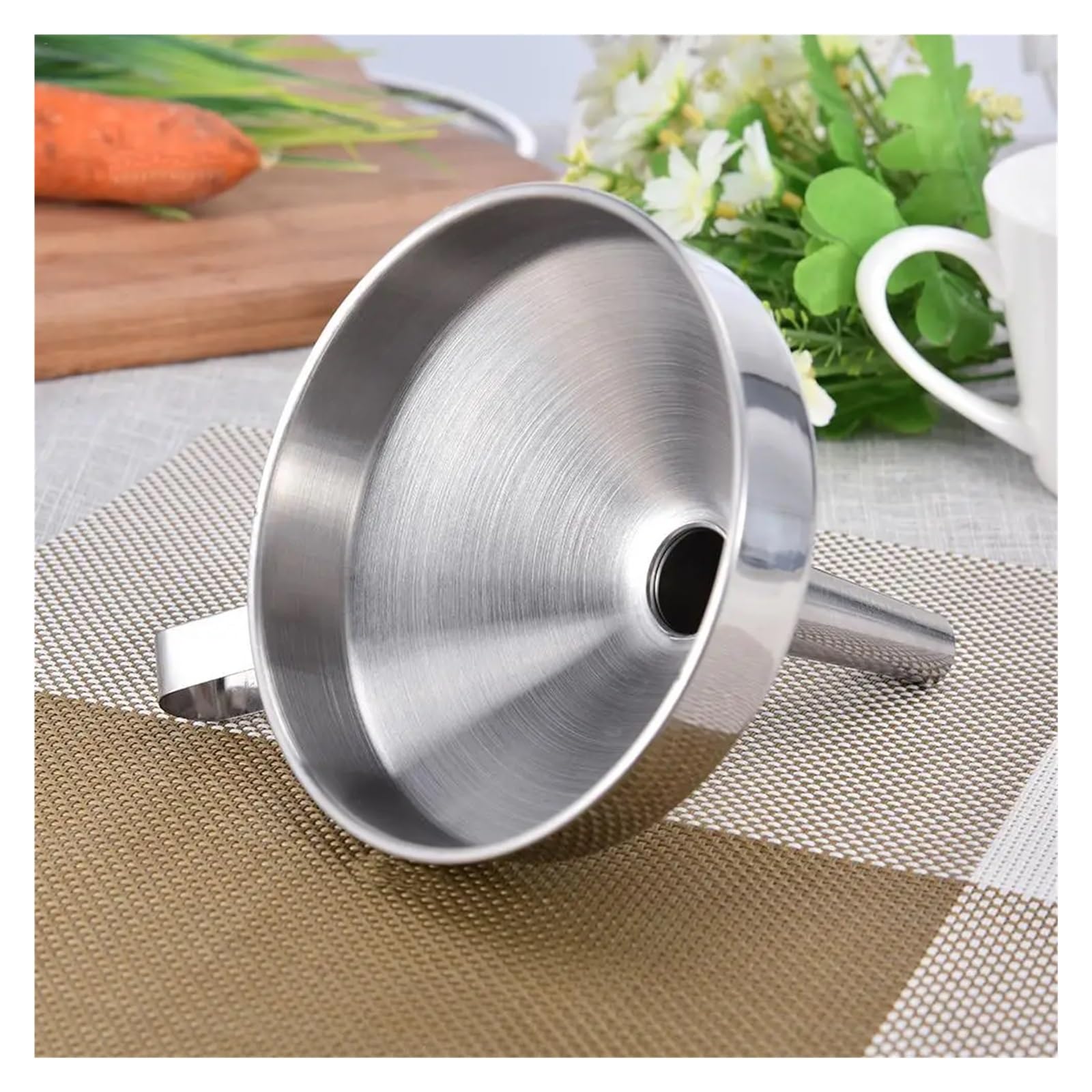 Embudo grande de acero inoxidable con filtro desmontable, embudo de cocina de aceite para transferir líquidos y polvos, herramienta de cocina de metal, 16 cm de diámetro
