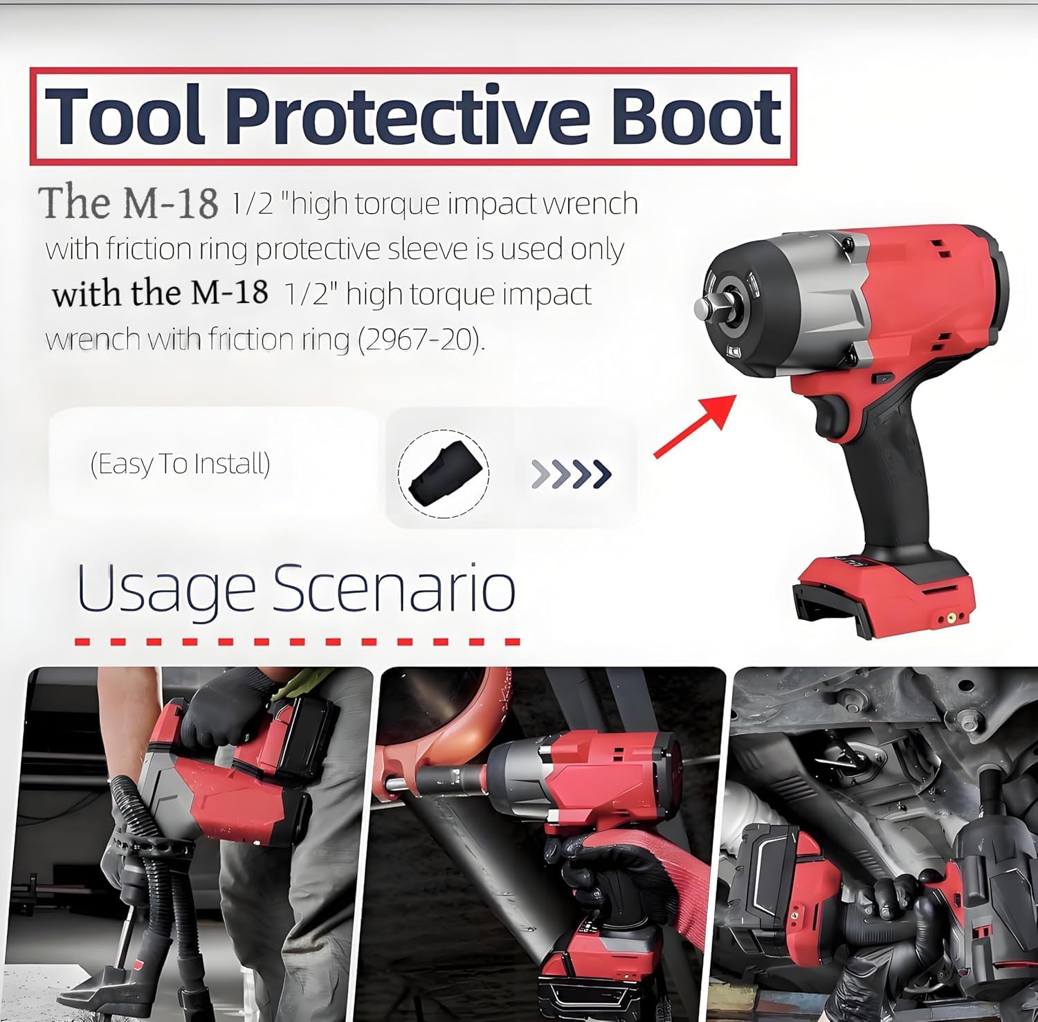 49-16-2967 49162967 Protective Boot Compatible With M-18 1/2" High Torque Impact Wrenchs.(2967-20)(2967-21B)(2967-21F)(2967-22).