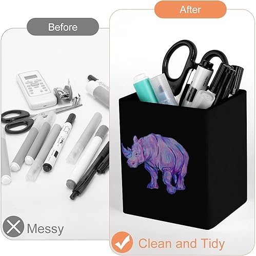Miniatura 3 de Rainbow Rhino - Soporte cuadrado para lápices, portavasos, caja de almacenamiento de escritorio, organizador de maquillaje, suministros para
