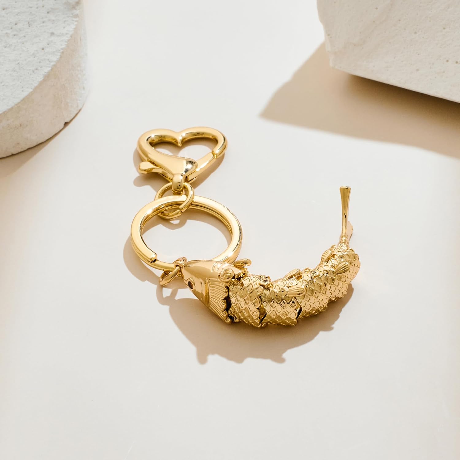 Gold Fish Keychain for Women Bag Charm for Handbags Swingable Fish Keychain Charms Purse Dainty Jewelry Gift - Image 4