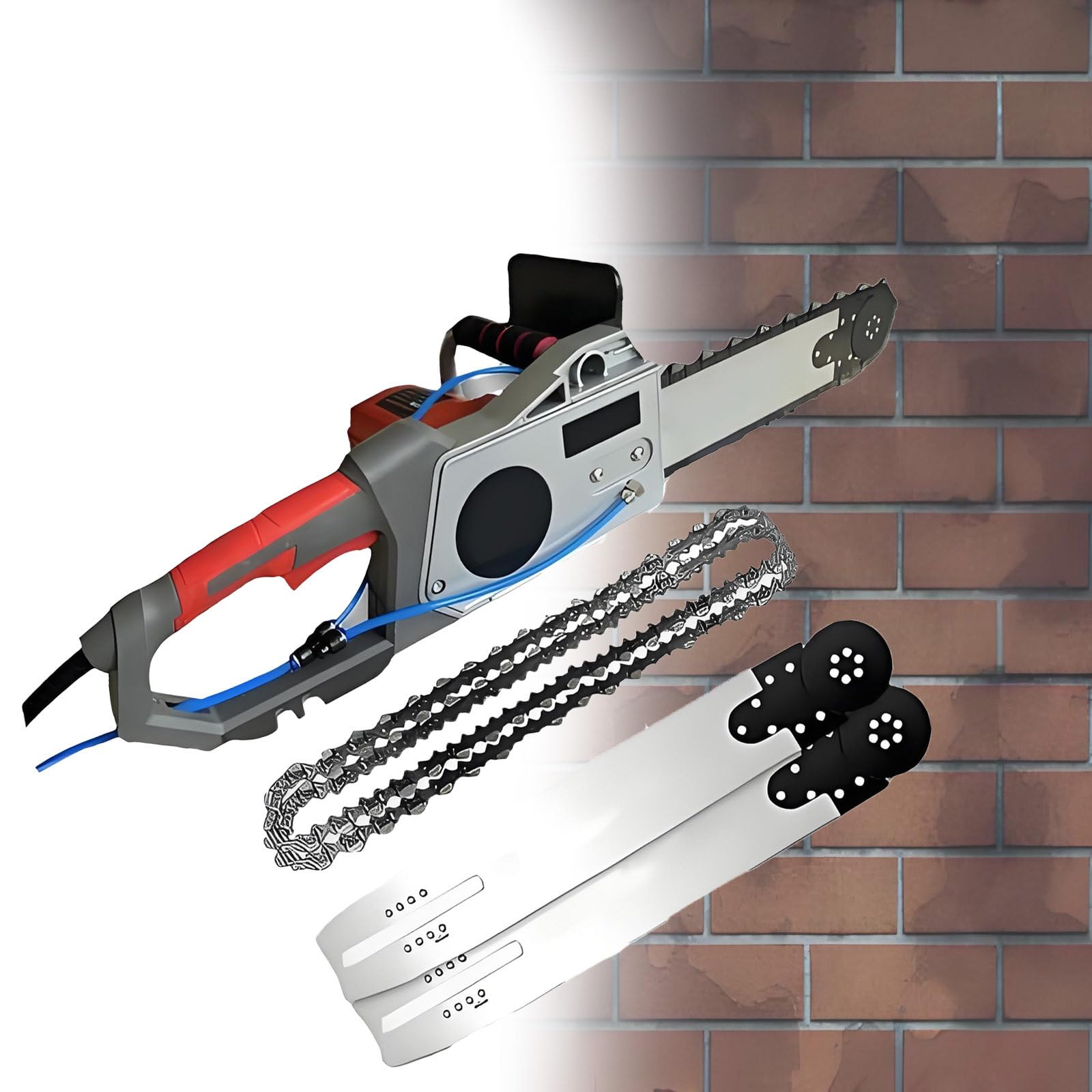 Atwynd Diamond Electric Chain Saw with Water Pump, 220V High-Power Brushless Concrete Cutter, Handheld Wet Cutting Machine with Dust Suppression, for Bricks and Marble 350