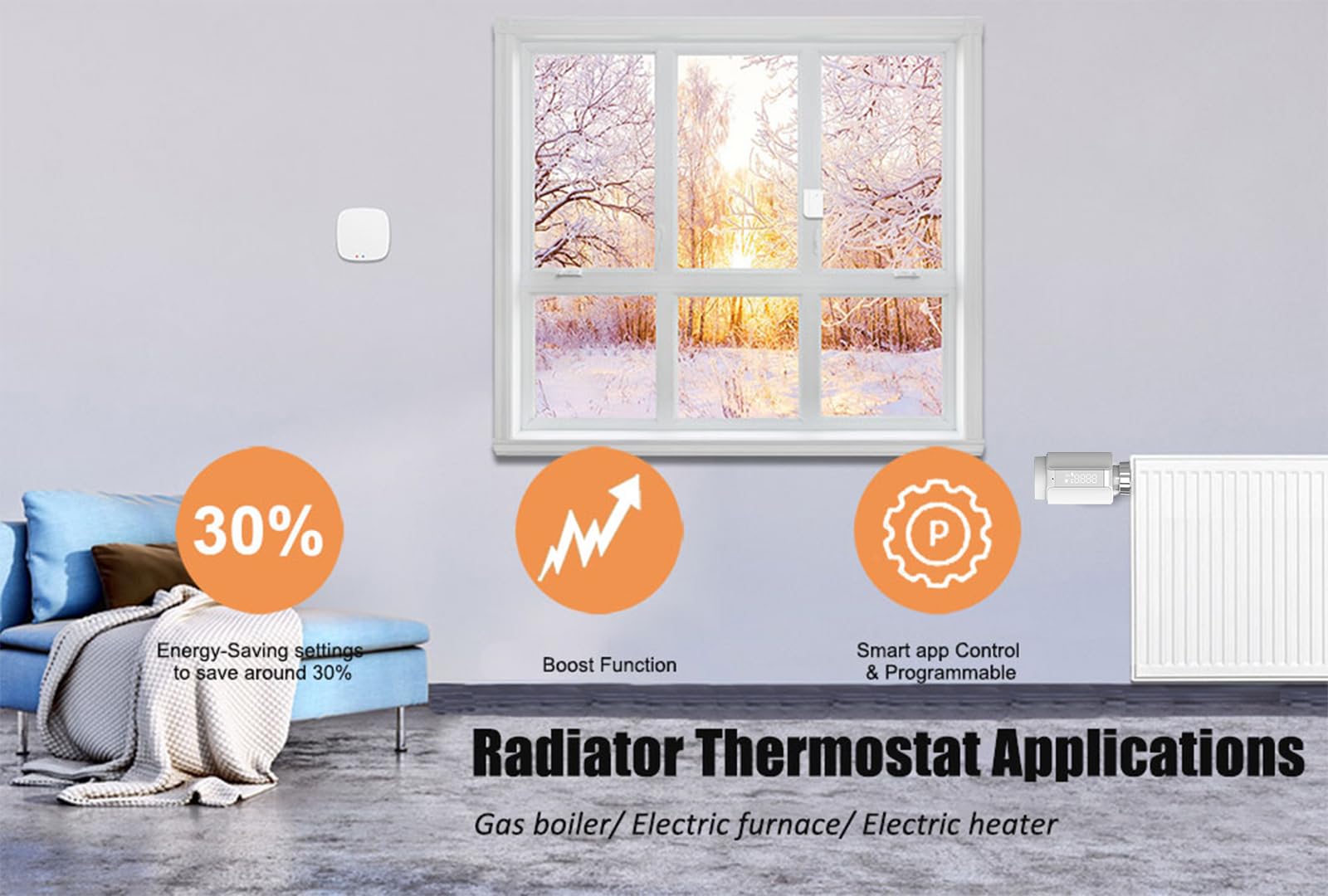 Smart Zigbee Valvole termostatiche per termosifoni, controllo tramite app Smart Life, controllo vocale di Alexa Googlehome
