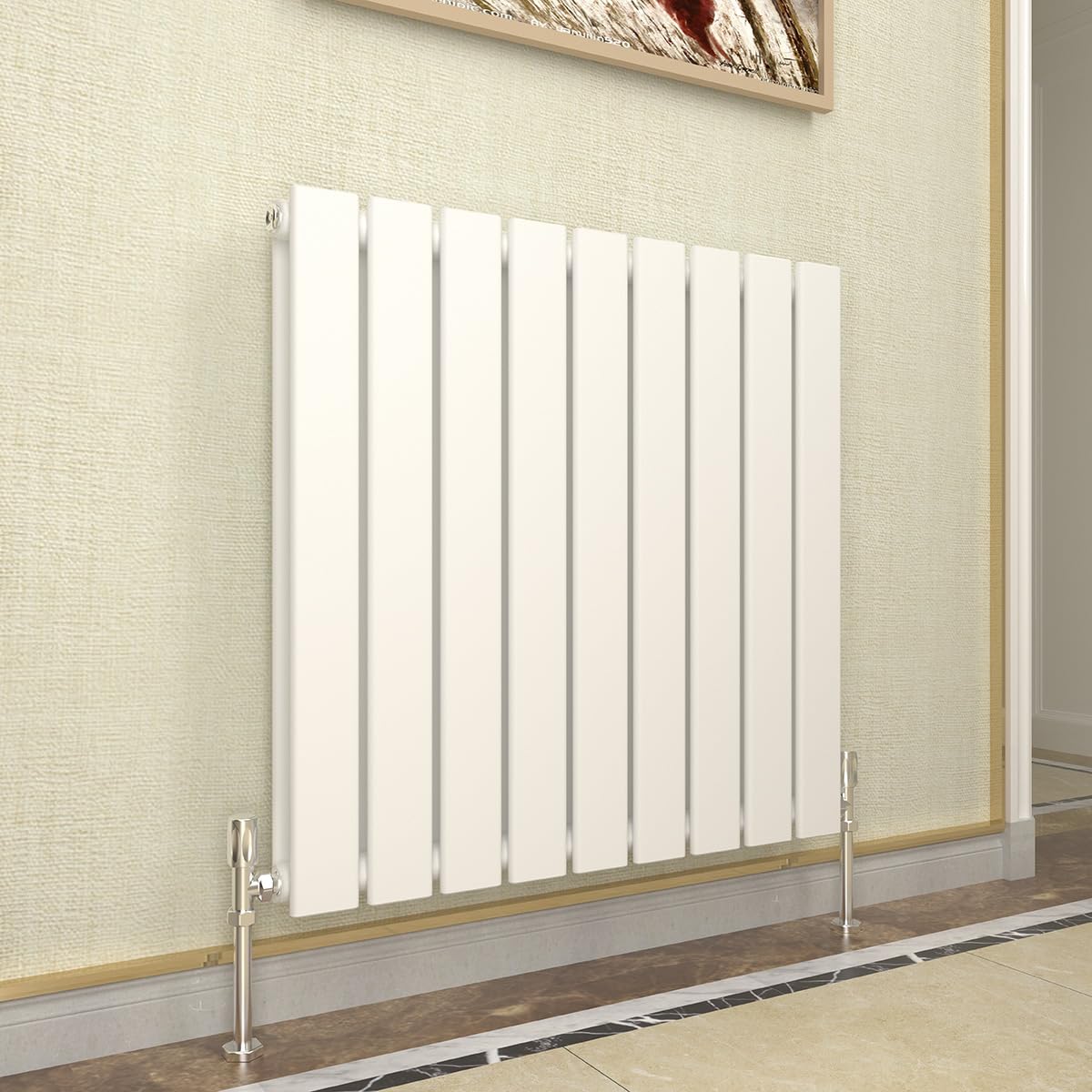 Horizontal Radiator White Flat Panel Designer 600x612mm Double Modern Central Heating Rads