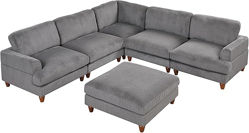 Miniatura 5 de Sofá para sala Modular Sofá seccional con otomanaEspacioso en forma de L esquinero seccional compatible con sala de estar y oficina, sofá esponjoso,