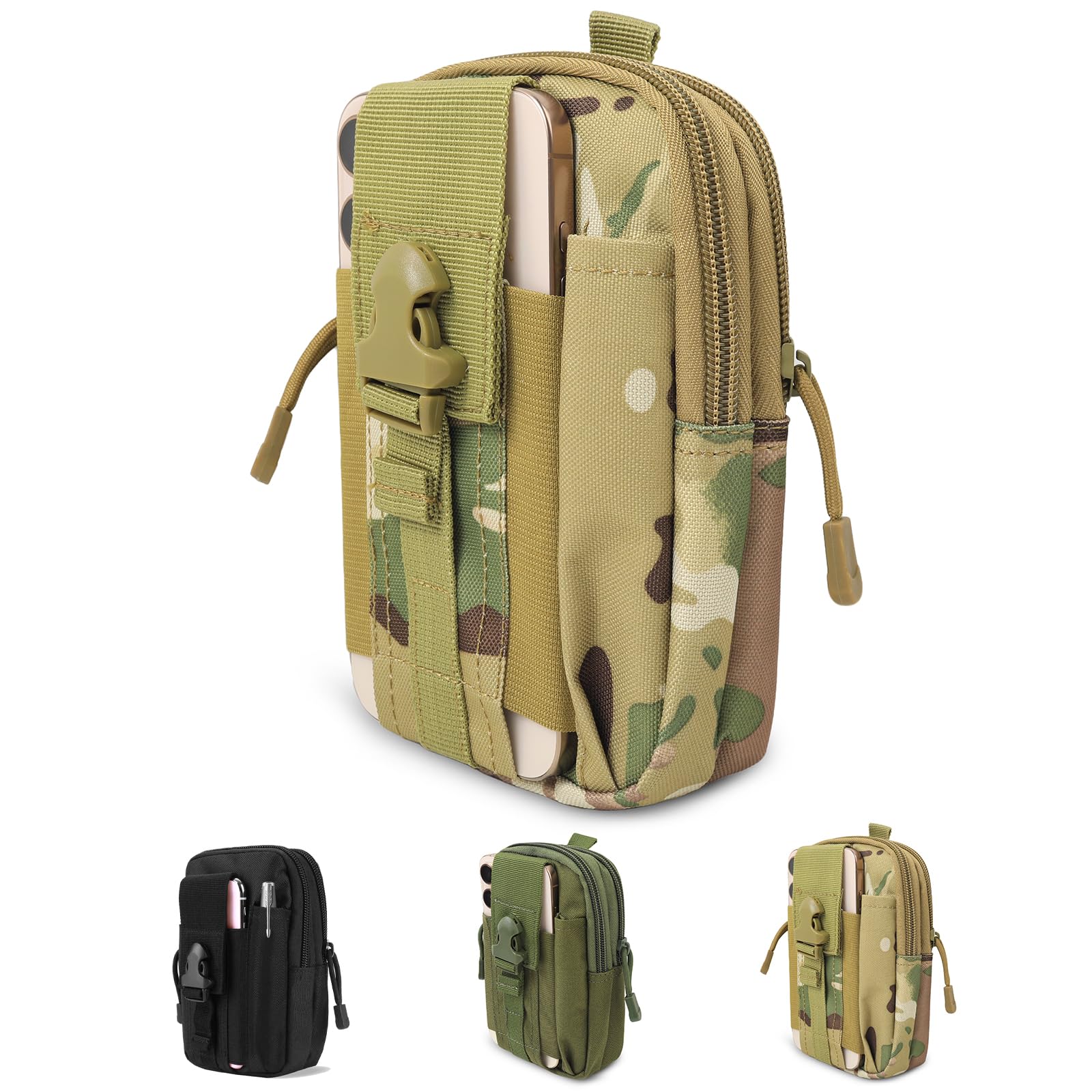 DOETYD Tactical Pouch Waist Bag Fanny Pack EDC Molle Pouches Belt Bag Men Bumbag with Adjustable Belt and Pockets for Travel Hiking Walking Outdoor Cycling (Military Green) โ image 1