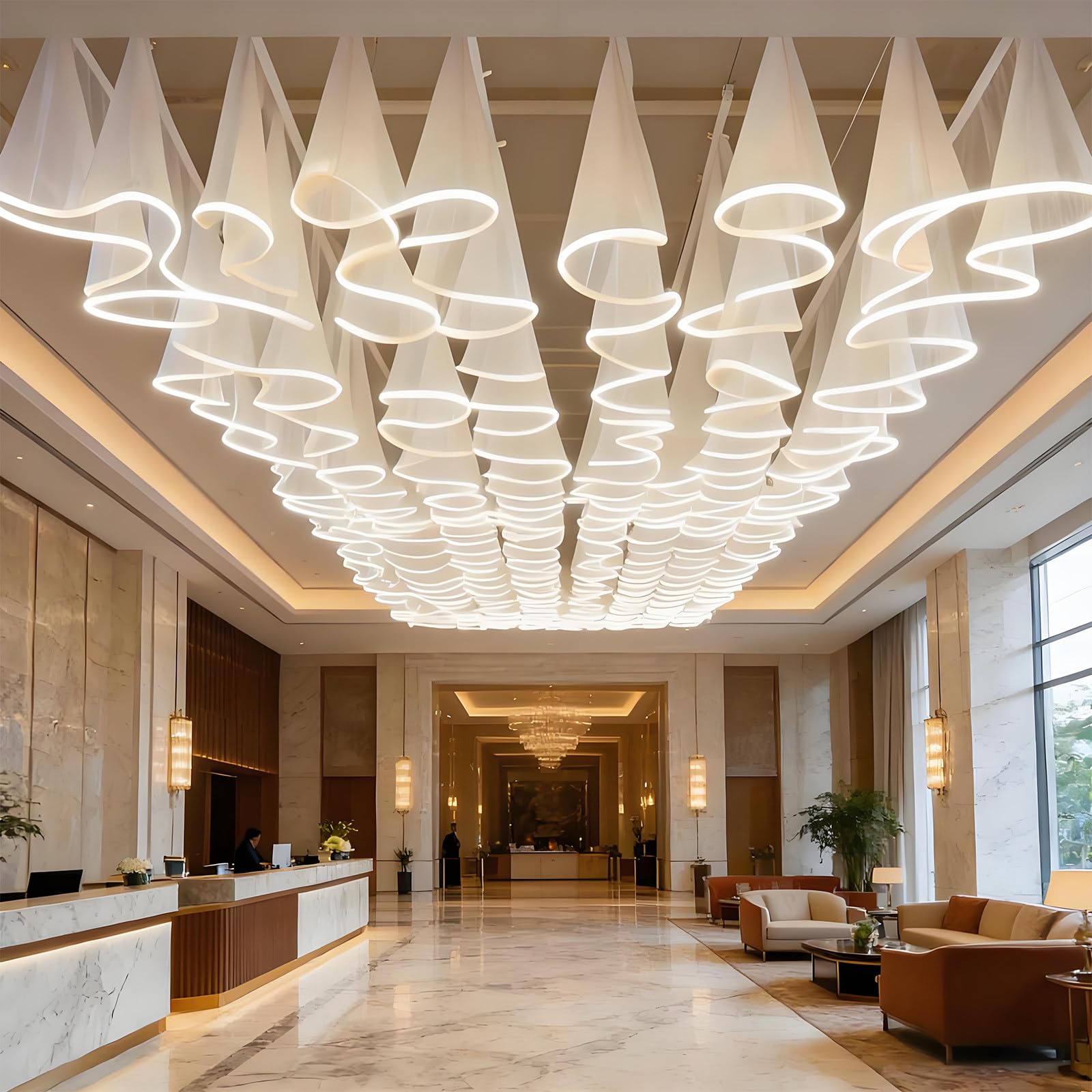 Transparente Vorhänge mit LED-Lichtstreifen, mehrfarbig, mehrere Größen, einfache Installation, die ganze Saison (100 m x 0,6 m, WhiteVeil + WhiteLight)