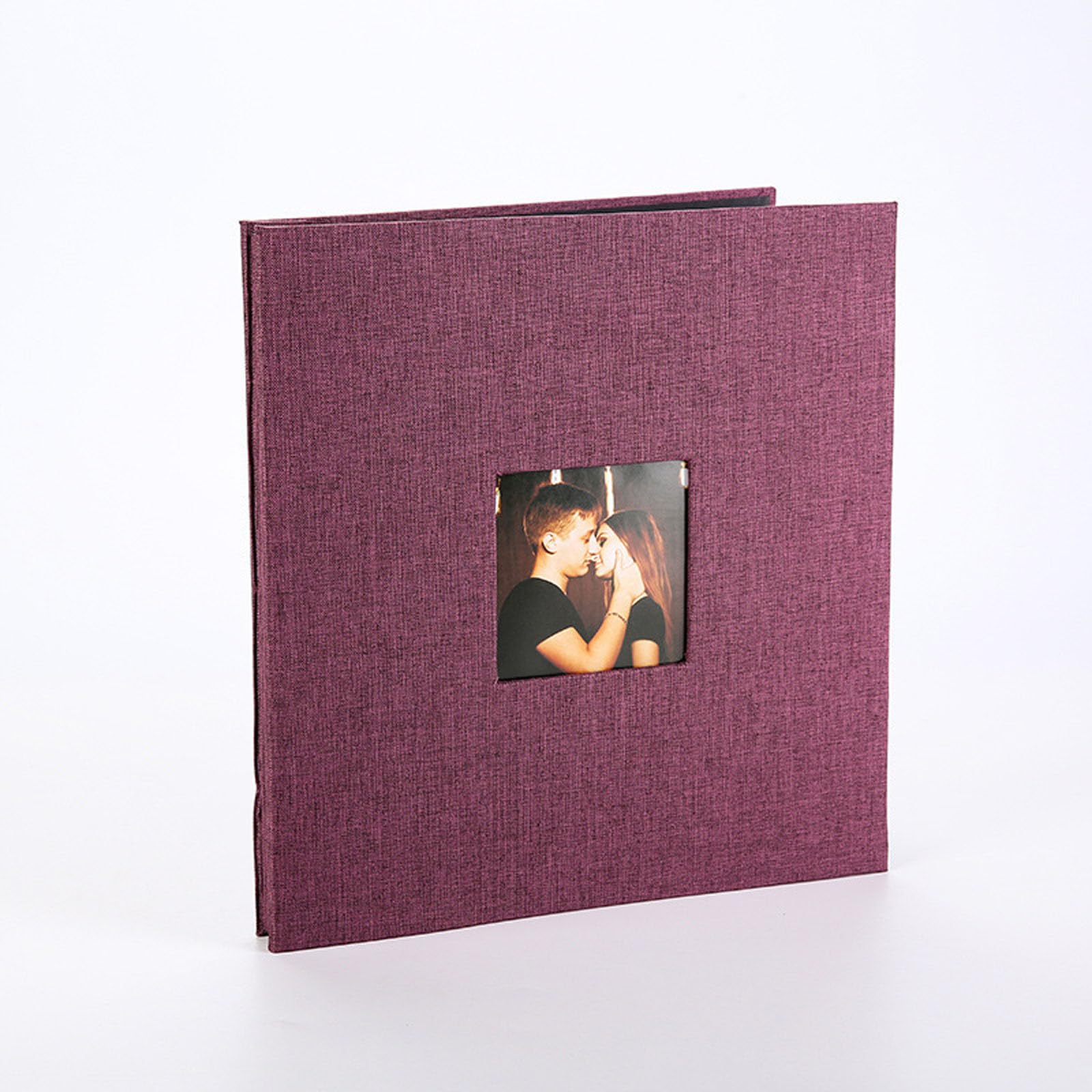 Álbum de fotos adhesivo con cubierta de lino y ventana para bodas, viajes, cumpleaños, recuerdos, regalo de 40 páginas