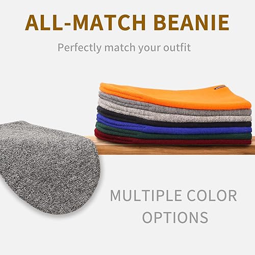 Miniatura 6 de Gorros de lana para mujeres y hombres, unisex, de punto suave, con puños, diseño de calavera, elástico, color sólido, sombreros de invierno