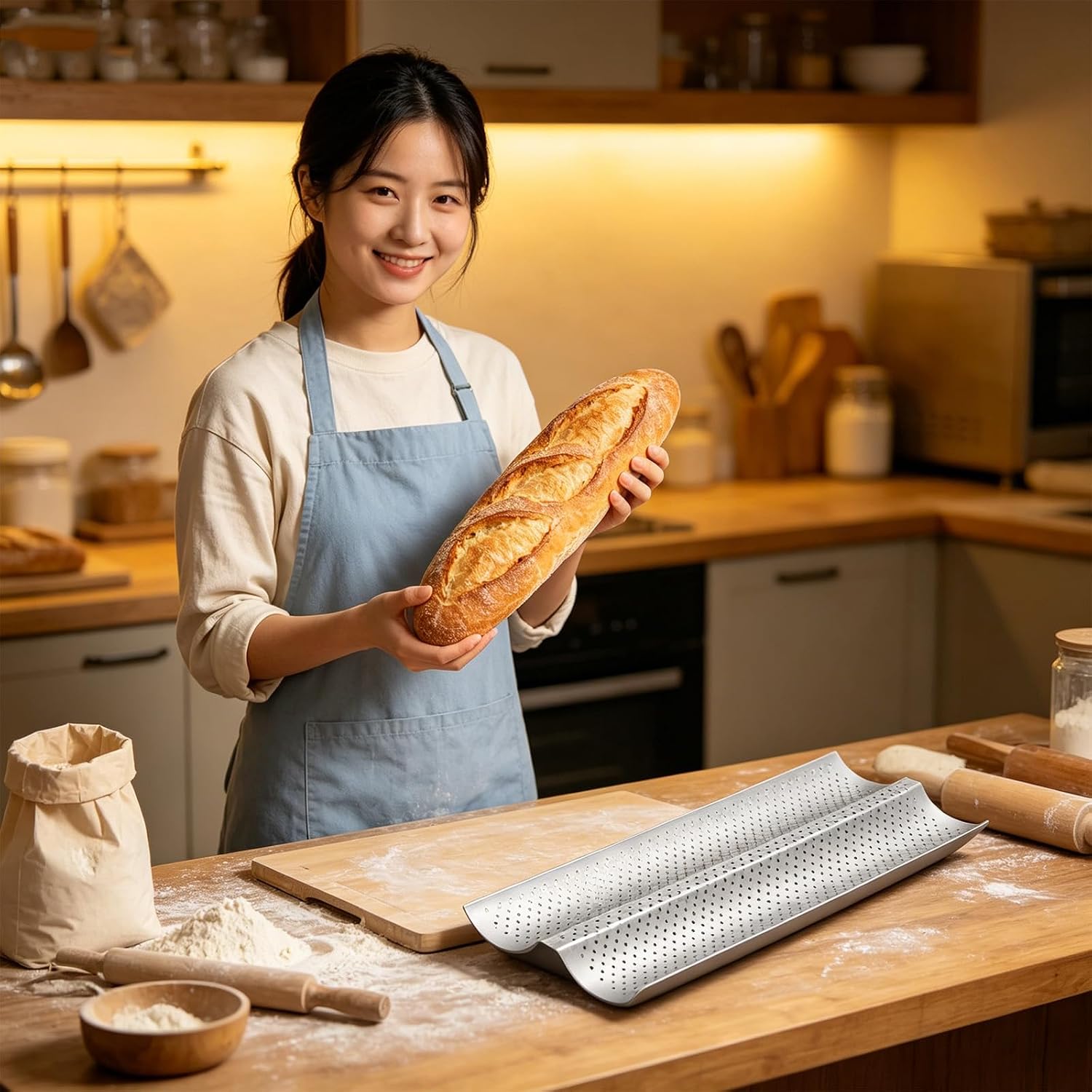 2-Groove Baguette Pan with Lame & Proofing Cloth