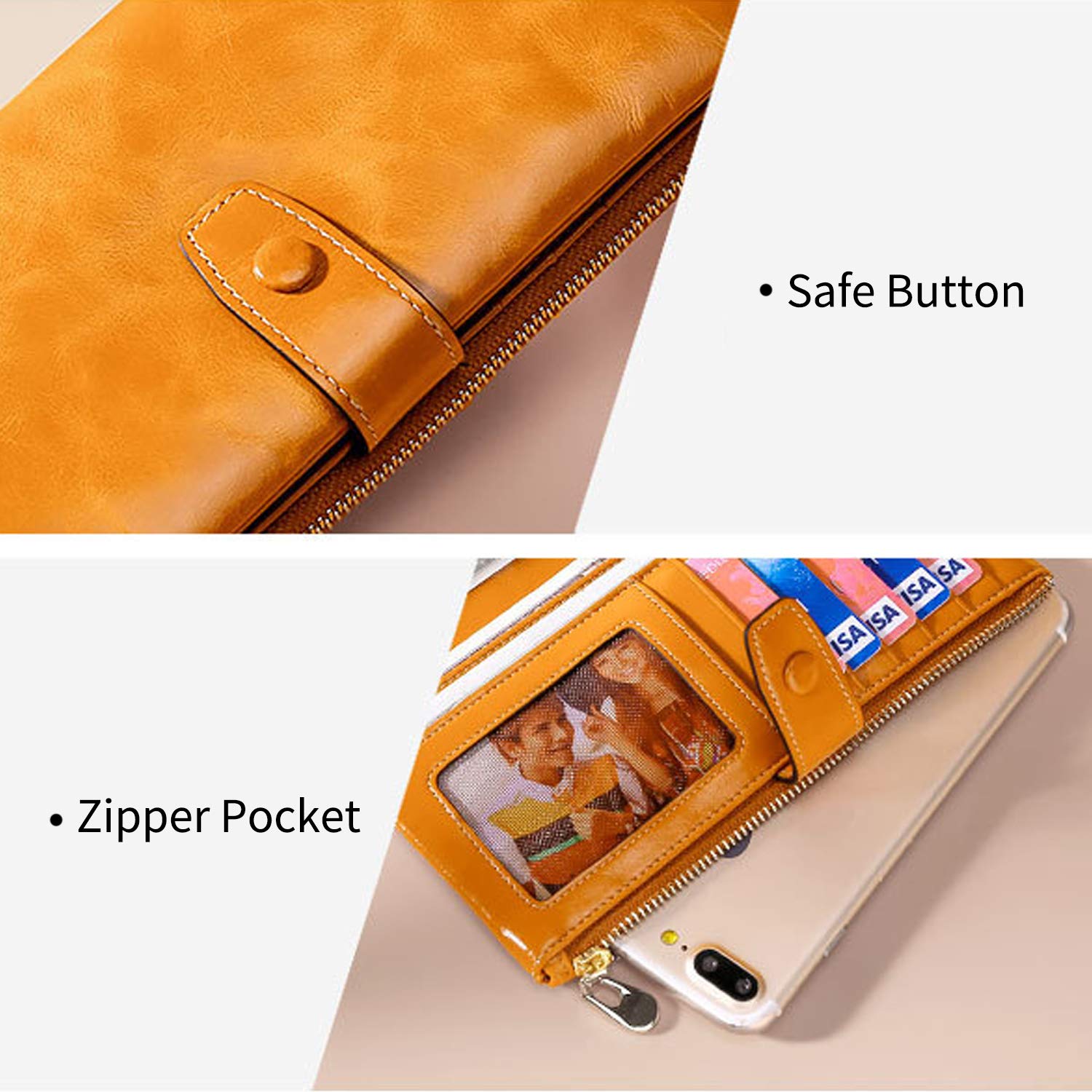 FANDARE Moda Portafogli RFID Portamonete da Donna Pochette Uomo Clutch Portafogli Pelle Porta Carte di Credito Portafogli con Porta Biglietti da Visita Porta Banconote Festa Portafoglio Blu