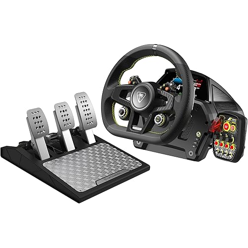 Turtle Beach VelocityOne Race Wheel & Pedal System Licensed for Xbox Series X|S, Xbox One, Windows PCs – 7.2Nm Direct Drive Force Feedback, 3 Pedals & Magnetic Paddle Shifters, Hall Effect Sensors