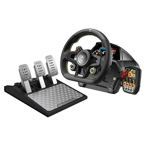 Turtle Beach VelocityOne Race Wheel & Pedal System Licensed for Xbox Series X|S, Xbox One, Windows PCs – 7.2Nm Direct Drive Force Feedback, 3 Pedals & Magnetic Paddle Shifters, Hall Effect Sensors