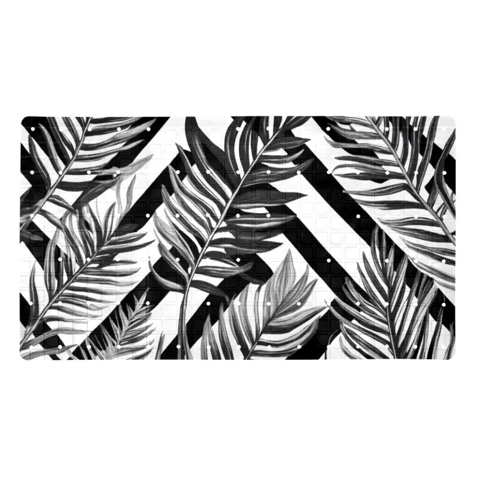 Tapis de bain antidérapant de qualité supérieure noir et blanc design art
