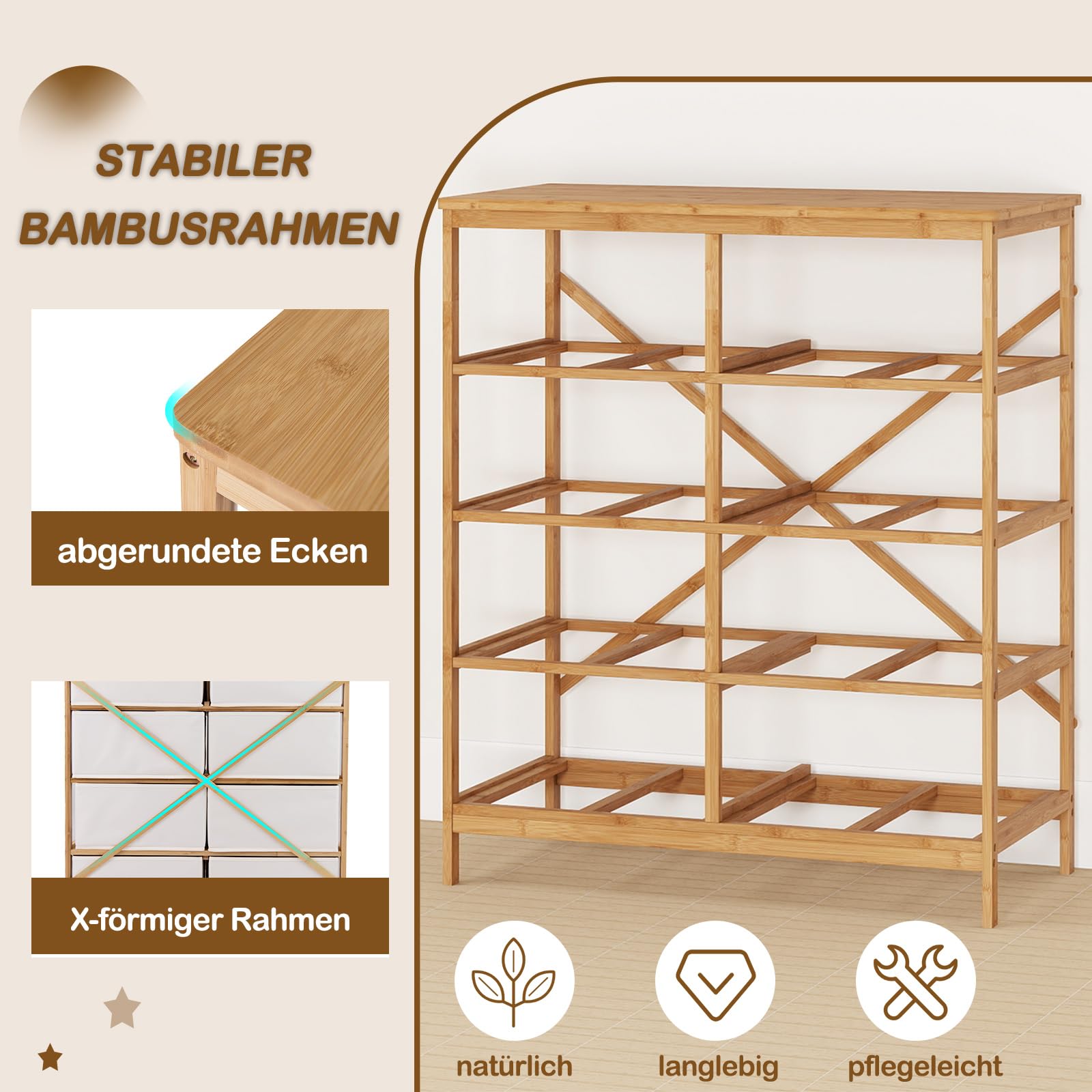 COSTWAY Komoda z 8 zdejmowanymi szufladami materiałowymi i ramą bambusową, szafa z szufladami, szafa do przechowywania, szafka do salonu i korytarza, 80 x 40 x 94 cm
