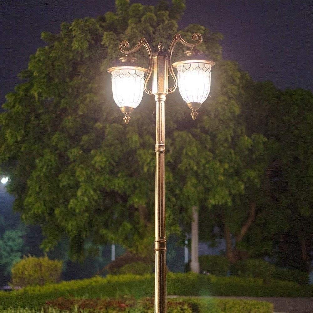 1.75M High Light 2-Lights E27 View Road Lamp Alight Decor Fixture European High Pole Patio Landscape Street Light Garden Post Pole Mount Fence Gate Lamp Column Pillar(2m-Black) (2.85m Bronze)