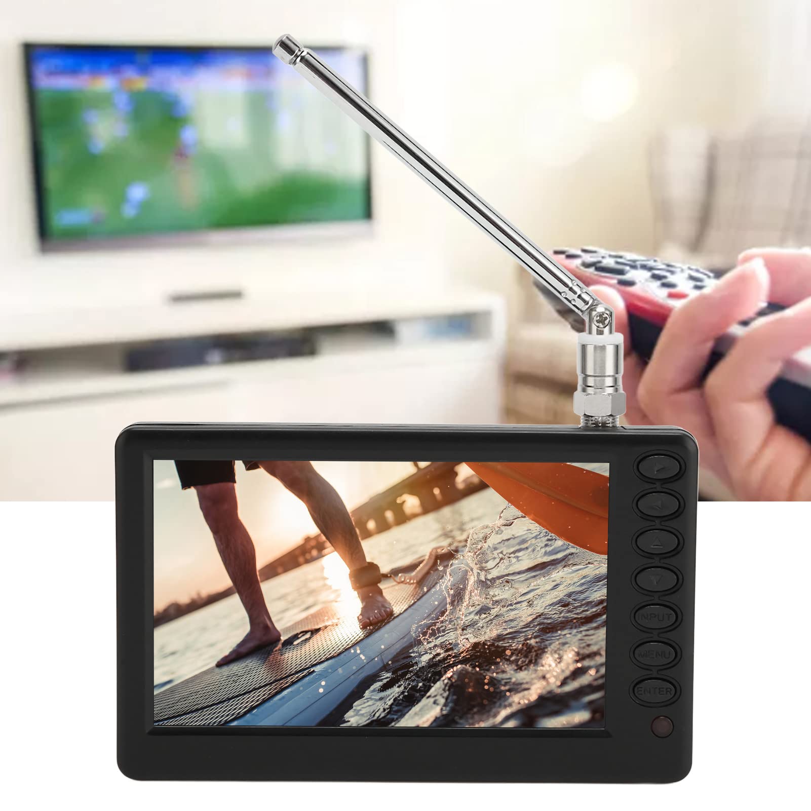 TV Portátil de 5 Pulgadas, Mini Televisión Digital ISDB T, Soporte de Formato de Video 1080P, Batería Recargable de 1500 Mah, Sintonizador de Alta Sensibilidad con Radio FM
