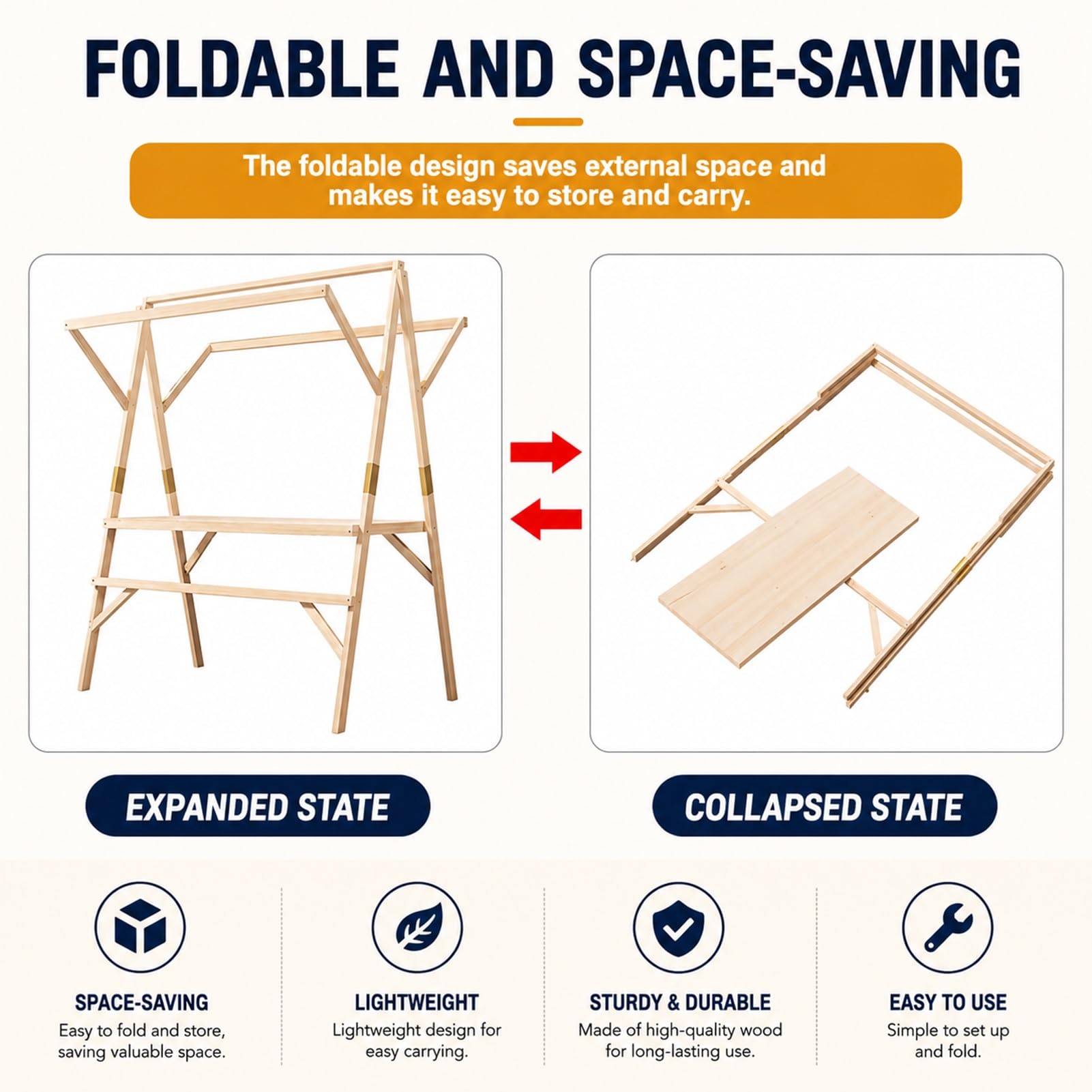Carrello pieghevole in legno con tettoia a righe, carrello portatile per distributori di alimenti, per eventi all'aperto e mercatini di strada (rosso, 150 cm / 59in), ideale per festival e mercati