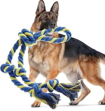 Rope Toy for Dogs,Large Dog Rope Toys for Aggressive Chewers, Heavy Duty Dog Toys for Large Medium Breed, Indestructible Tough Chew Toys Tug of War Dog Toy Cotton Rope for Teeth Cleaning