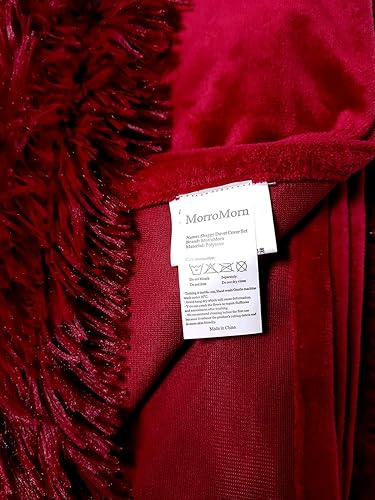 Miniatura 9 de MorroMorn Juego de funda de edredón Shaggy de 5 piezas  Funda de edredón esponjosa de pelo sintético largo de lujo, ultra suave y acogedora (rojo