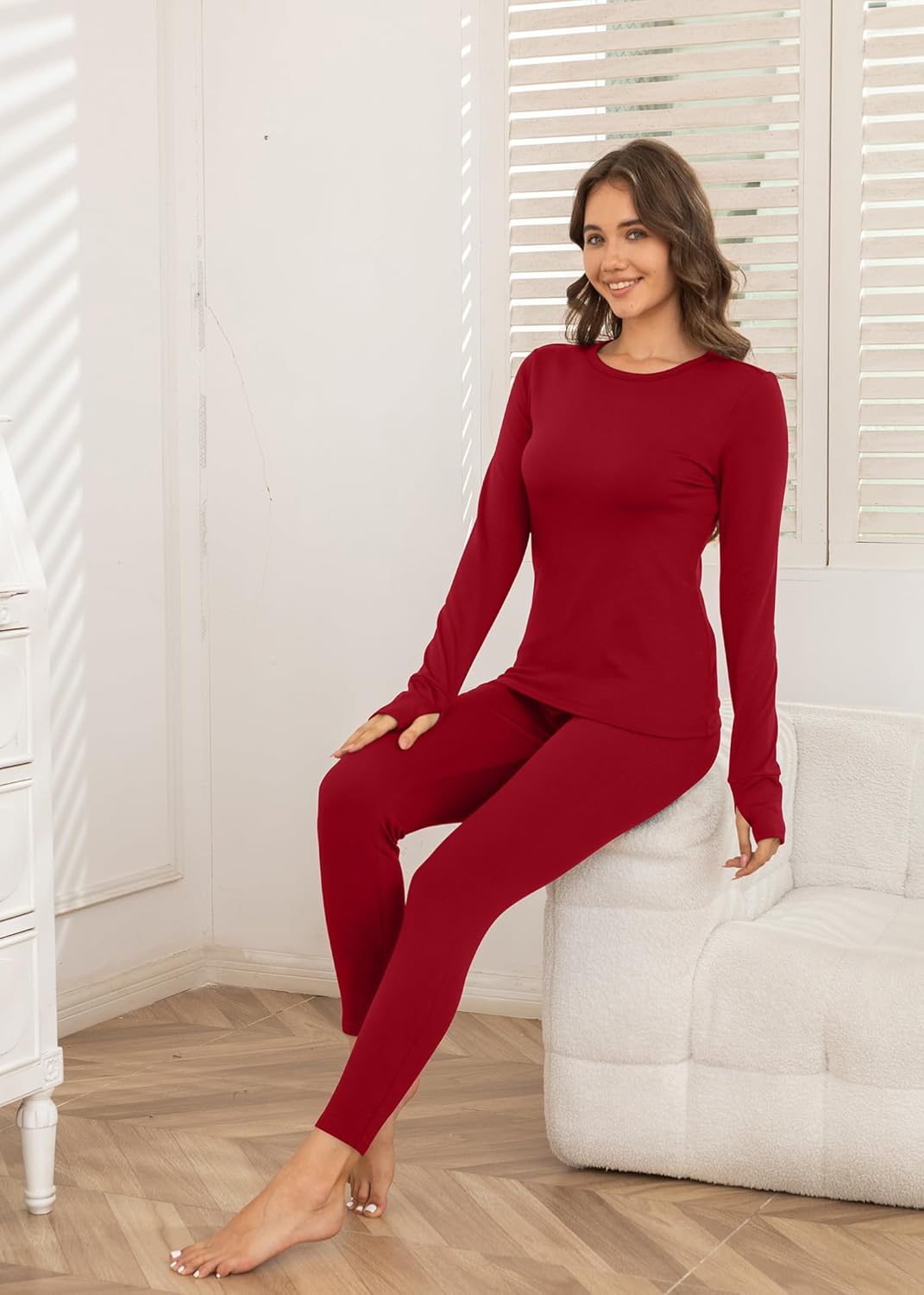 WIHOLL Long Johns Thermal Underwear for Women Fleece Lined Base Layer Pajama Set Winter Clothing - Image 3