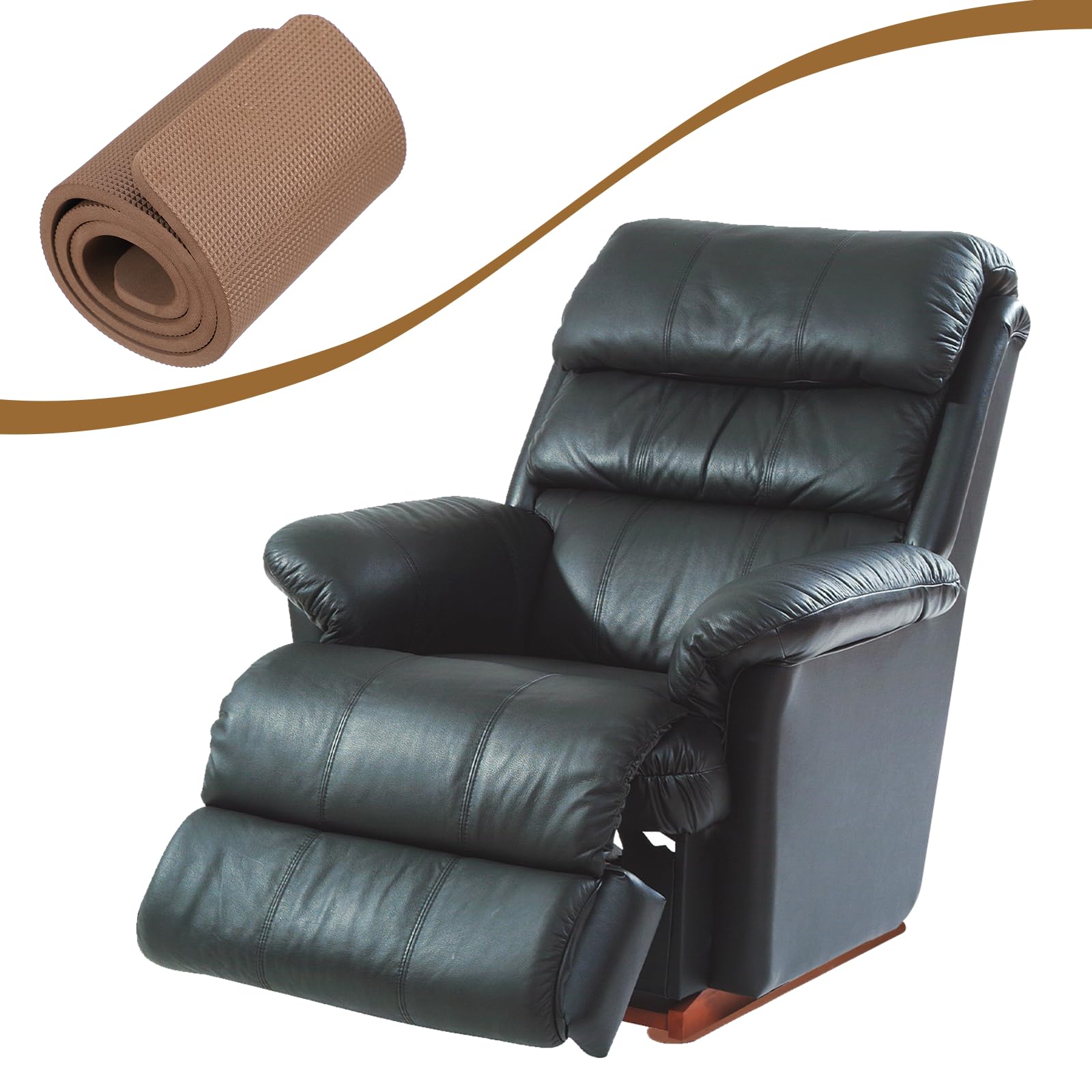 PATIKIL Almohadillas rectangulares antideslizantes de esquina para muebles, 27 x 4 x 3, 8 almohadillas de goma antideslizantes para suelos de madera dura, almohadillas protectoras de agarre