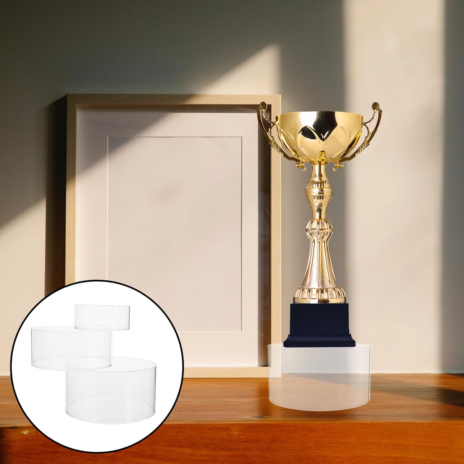 Zerodeko 6pcs Acrylic round Display Risers Stands for Jewelry Showcase and Party Dessert Buffet with Hollow Bottoms, Nesting Pedestal Shelves for Home Décor and Catering