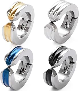 [SEIYA INTERNATIONAL] イヤリング メンズ フェイクピアス イヤーカフ フープイヤリング ノンホールピアス レディース シンプル ステンレス 片耳 4個セット