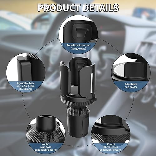 Miniatura 3 de IULONEE Adaptador expansor multifuncional para portavasos de automóvil, base ajustable, expandible y resistente, compatible con Yeti de 203640