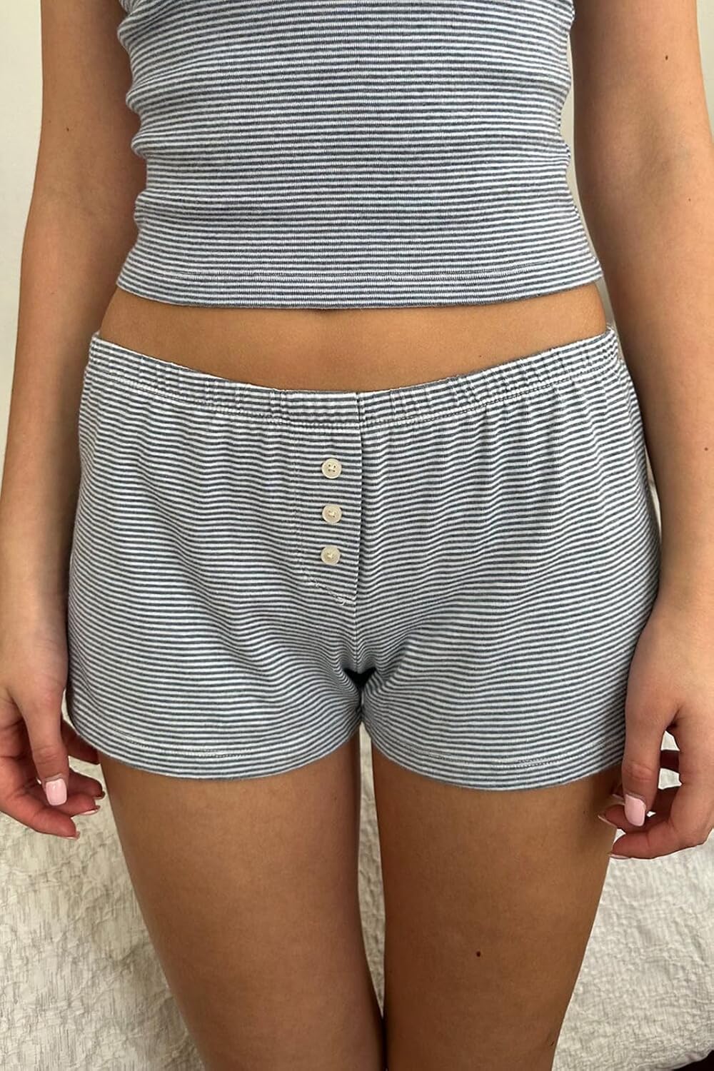 BHMAWSRTWomen’s Girls 2PC Pajamas Sets Y2k Lace Trendy Sleeveless Heart Print Cami Tops and Shorts Matching Sleepwear - Image 4