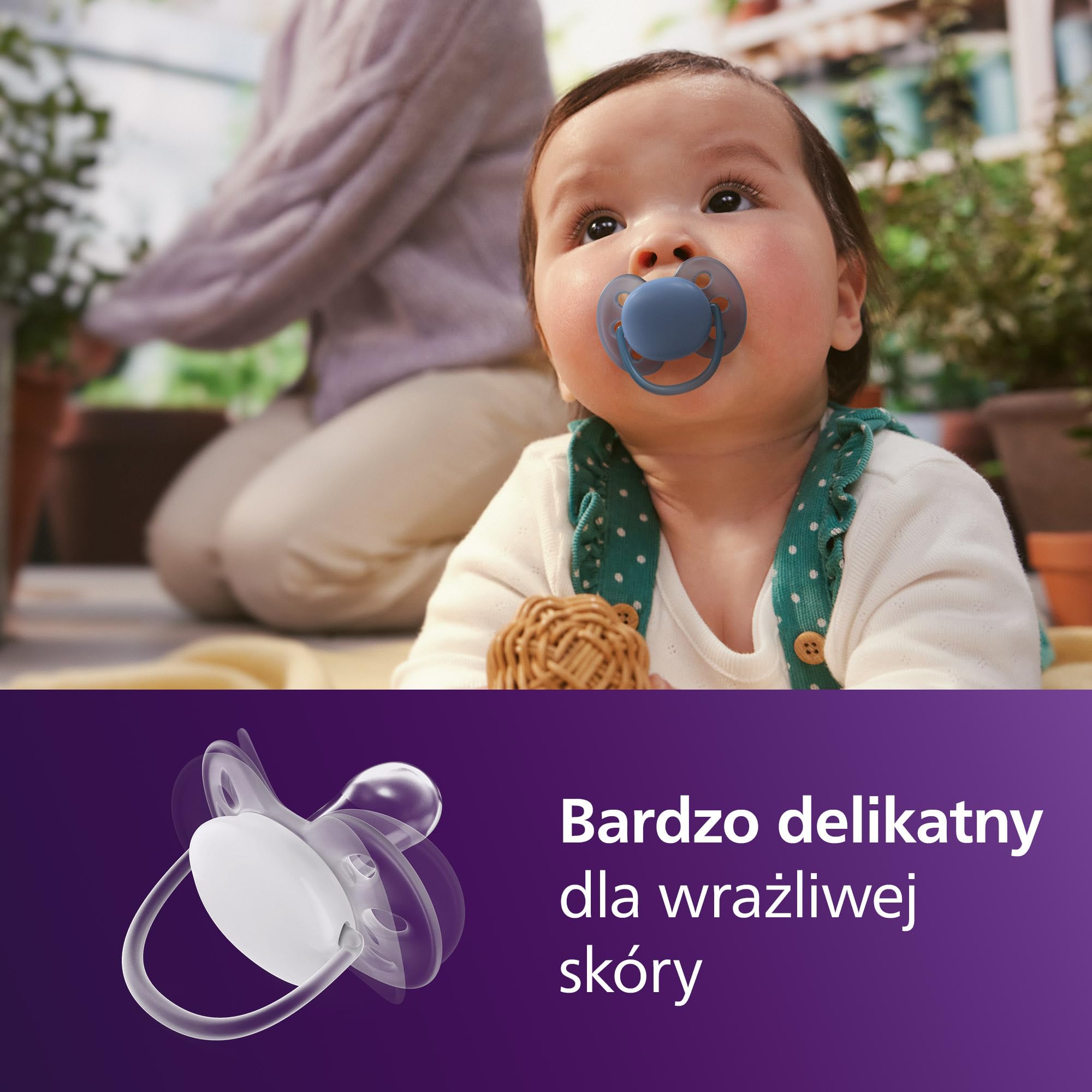 Philips Avent Ultra Soft Smoczki — ortodontyczny smoczek dla dzieci w wieku 6–18 miesięcy, elastyczna osłonka, symetryczna silikonowa końcówka, bez BPA, 2 etui do sterylizacji, 4 sztuki, SCF091/53