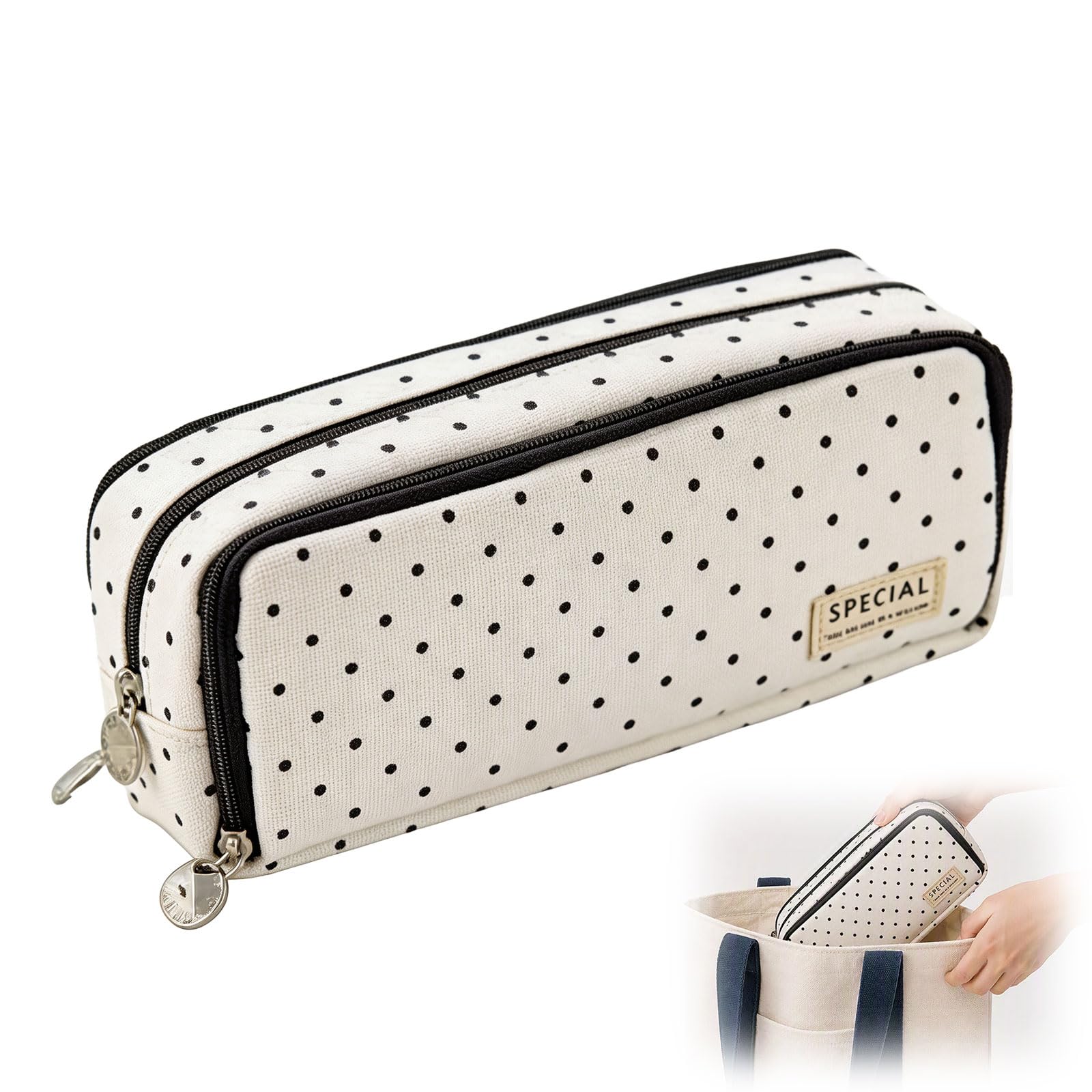 Polka Dot Pencil Case, Pencil Case Aesthetic, Cute Pencilcase (1 PC)