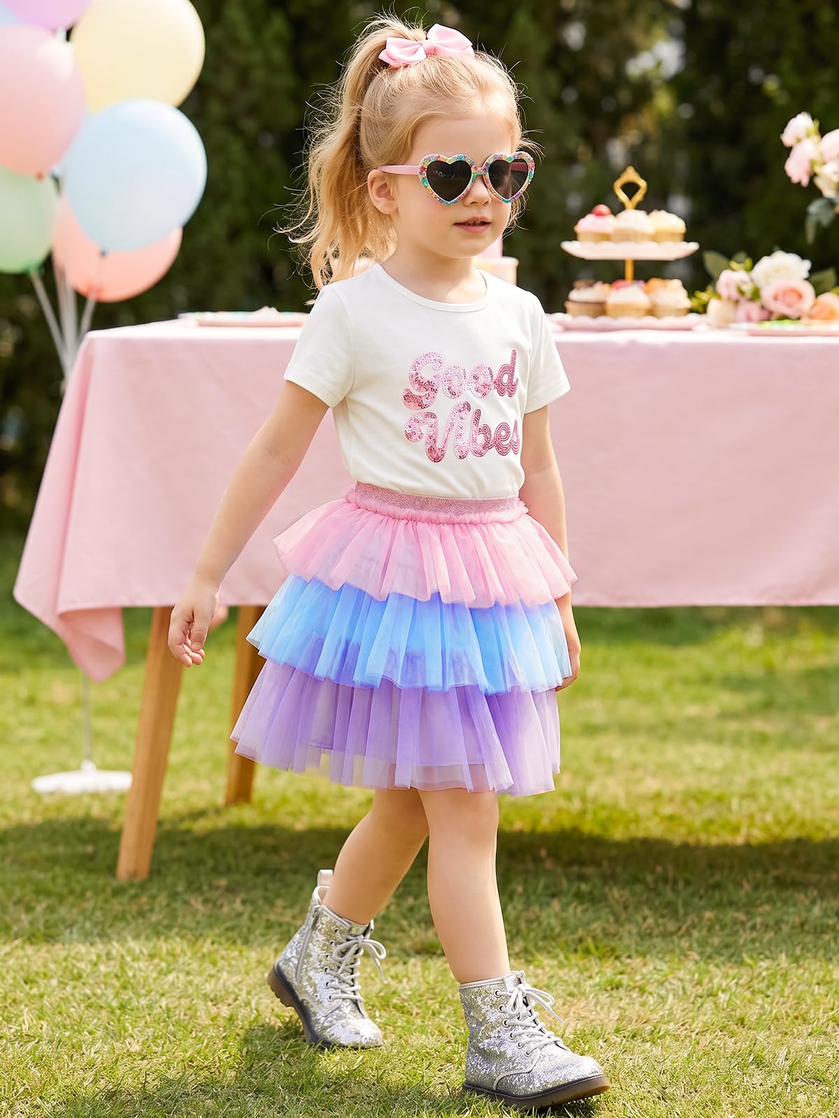Miipat Gonna per Bambina 3 Strati Tulle Ragazze Tutu Gonne Principessa con Fodera tutù per Bambini Festa Danza Compleanno