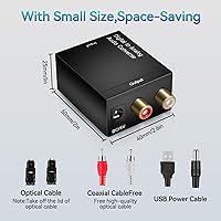 Vista 4 de Adaptador de convertidor de audio estéreo analógico analógico coaxial óptico digital con cable óptico RCA