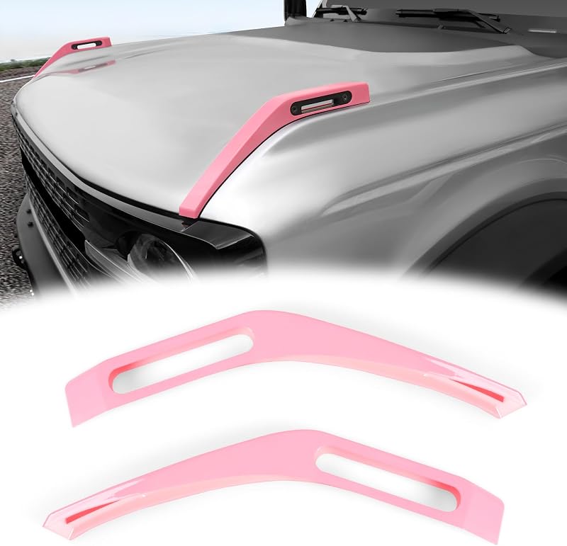 Capa decorativa para dobradiça do capô JAKISIMA em ABS para Ford Bronco 2021–2026 – Par rosa