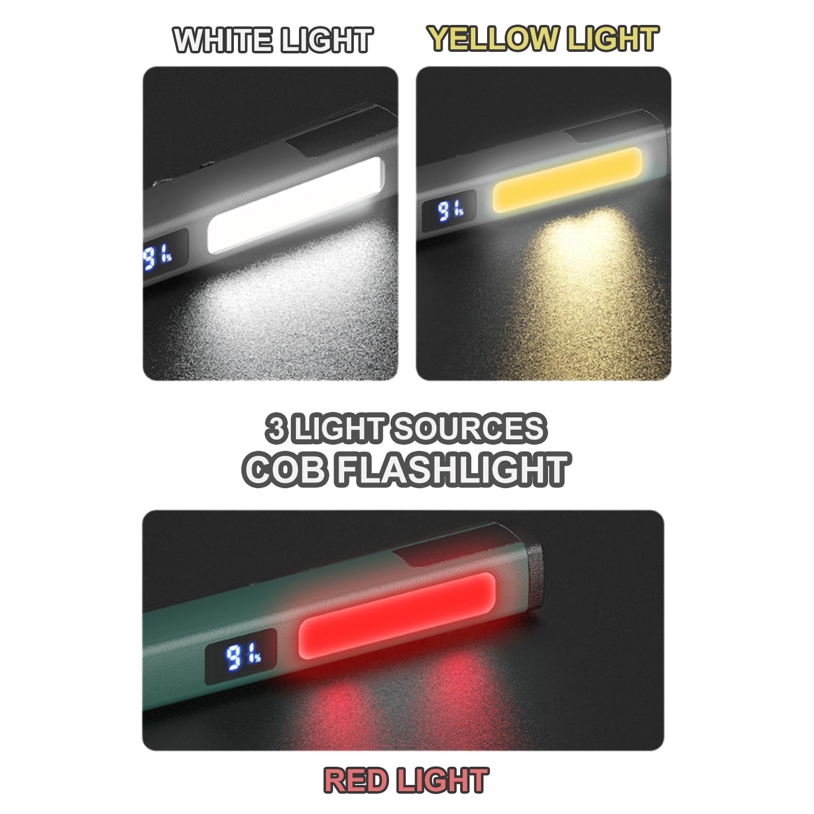 LED Torch Rechargeable, Flashlight with COB Bright Torches, Small Torch for Home Car, Emergencies - Image 2