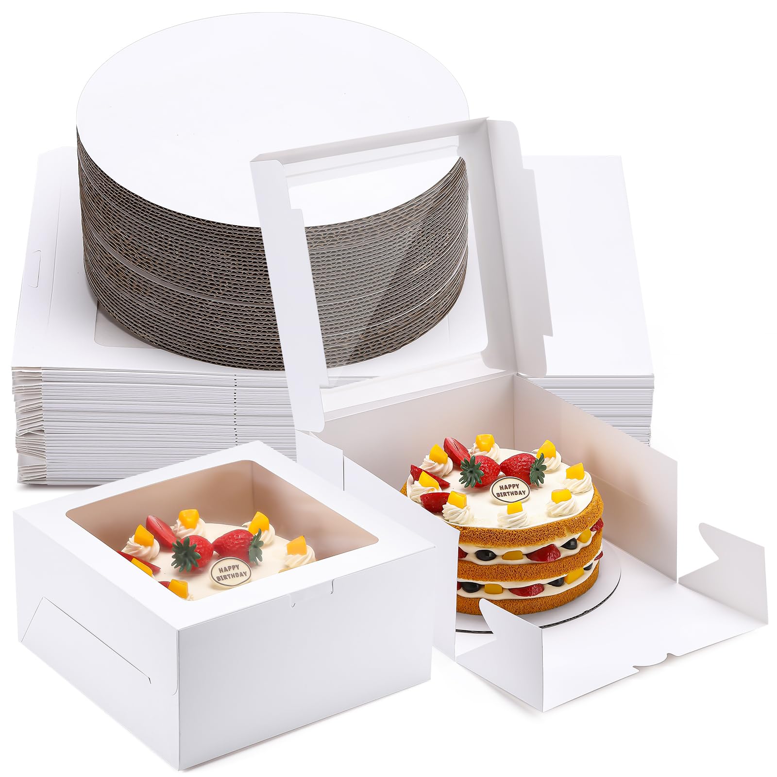 Kuchenboxen mit Sichtfenster, 25,4 x 25,4 x 12,7 cm, 40 Stück, für Kekse, Kuchen, Cupcakes, Dessert, Gebäck, Weihnachten, Party