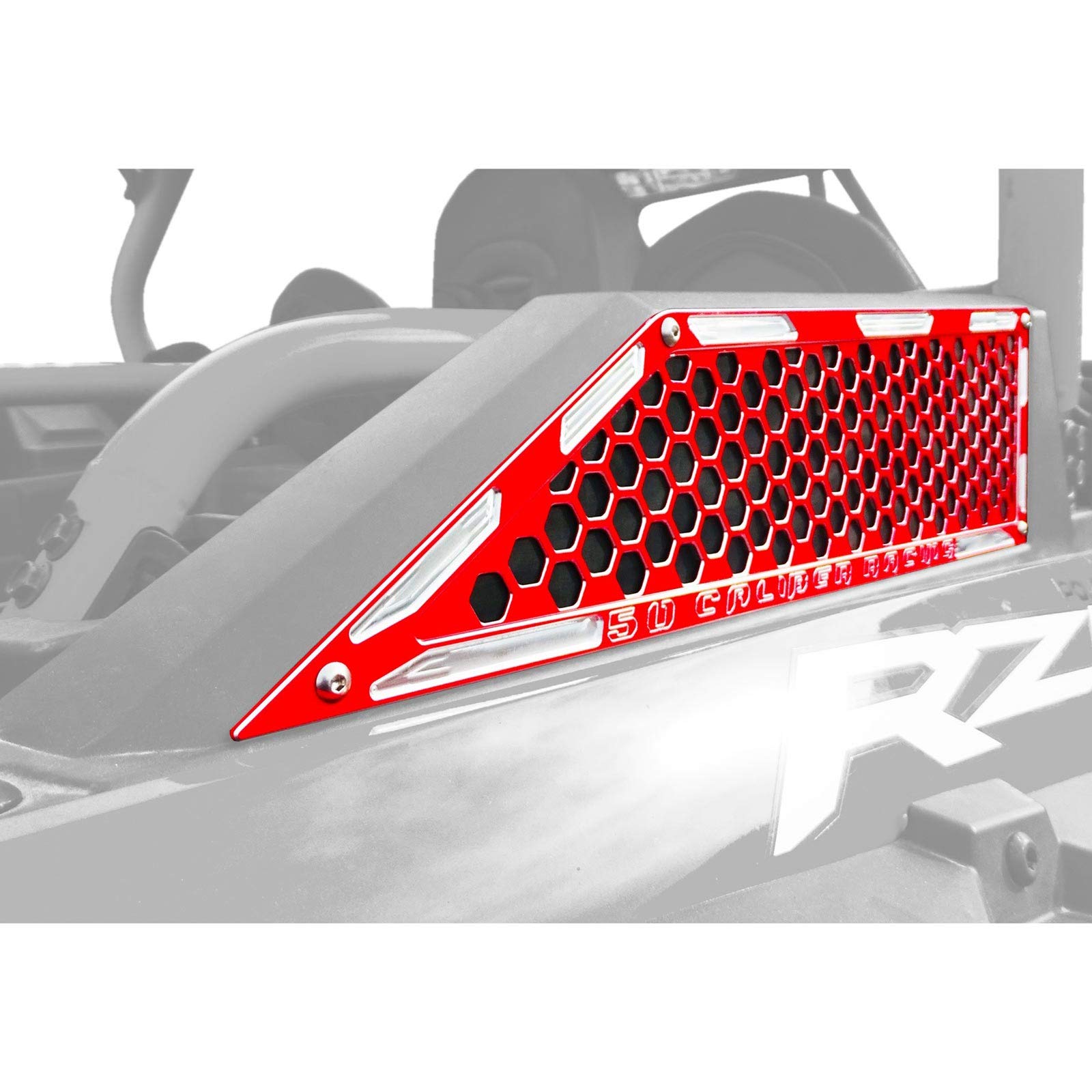 50 Caliber Racing CNC Billet Side Vent Air Intake Grill Bezel Kit with RED Powdercoat Finish fits Polaris RZR XP Turbo/Turbo S [5358A16]